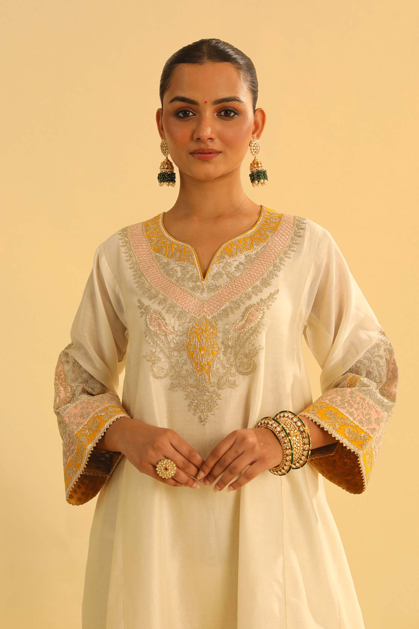 MEHRISH - DAISY IVORY SHORT KALIDAAR CHOGA WITH SALWAR