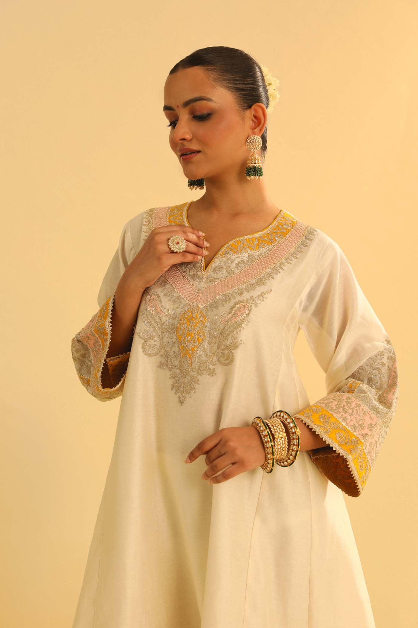 MEHRISH - DAISY IVORY SHORT KALIDAAR CHAUGA WITH SALWAR