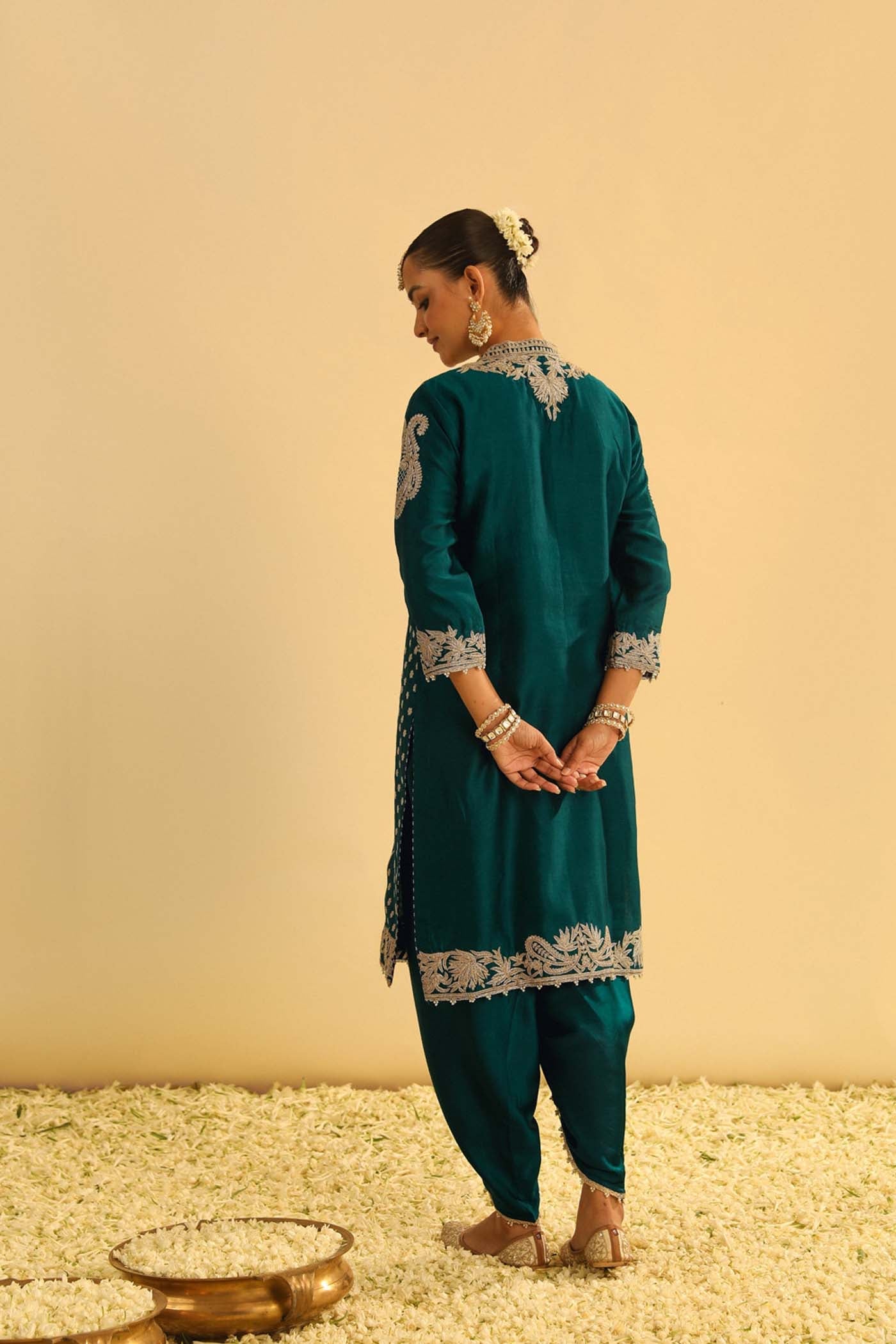 Aabish - Emerald Green Kurta Dhoti Set (Lxrts)