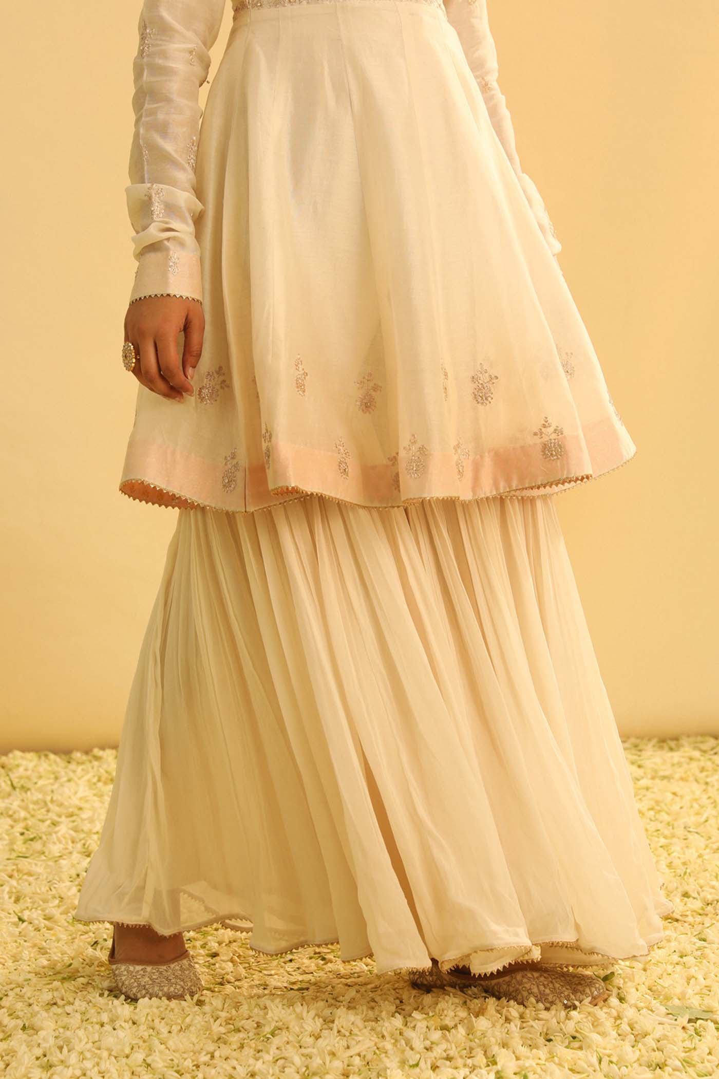 Shahana - Daisy Ivory Peplum Kurta with Garara and Dupatta (Lxrts)
