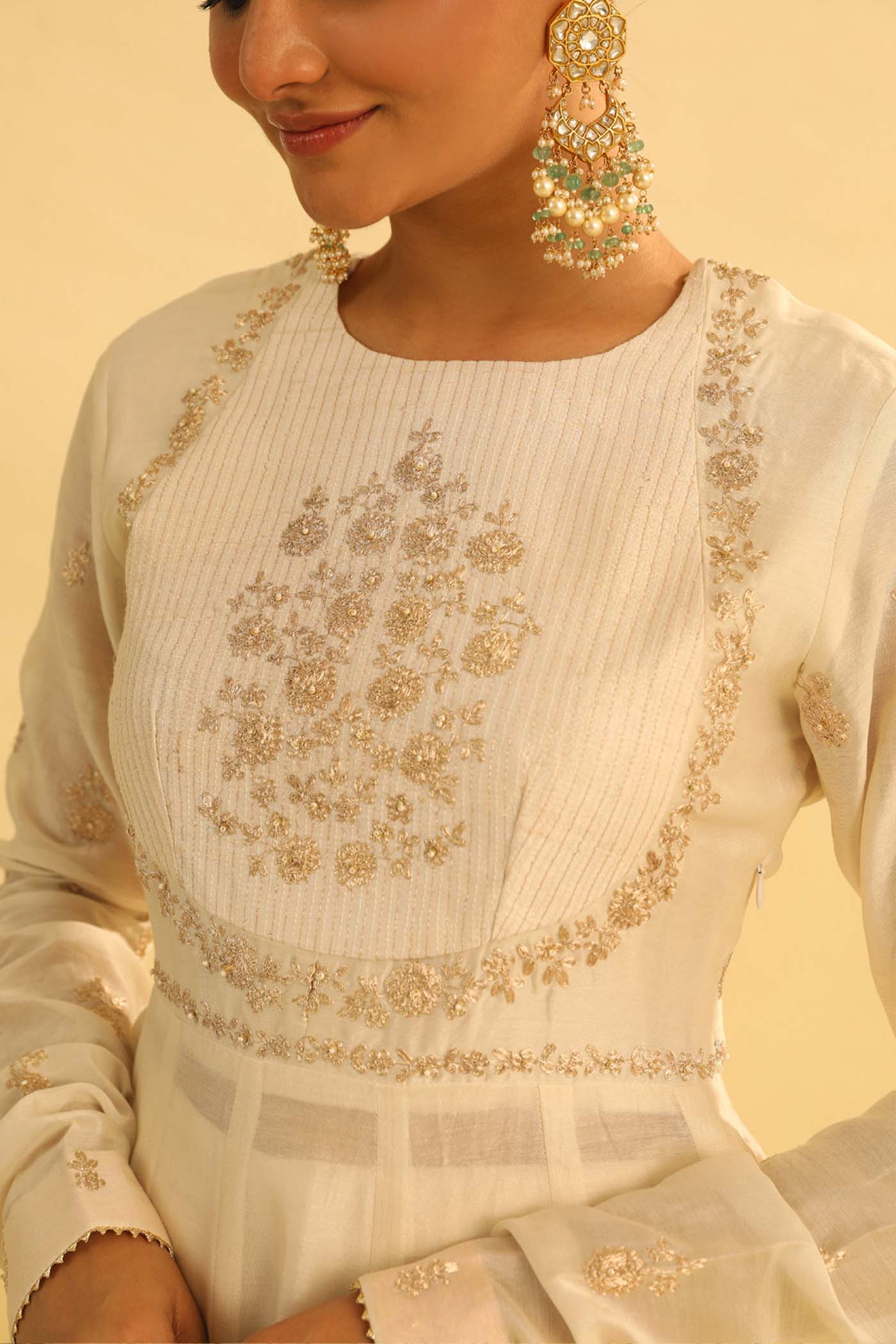 Shahana - Daisy Ivory Peplum Kurta with Garara and Dupatta