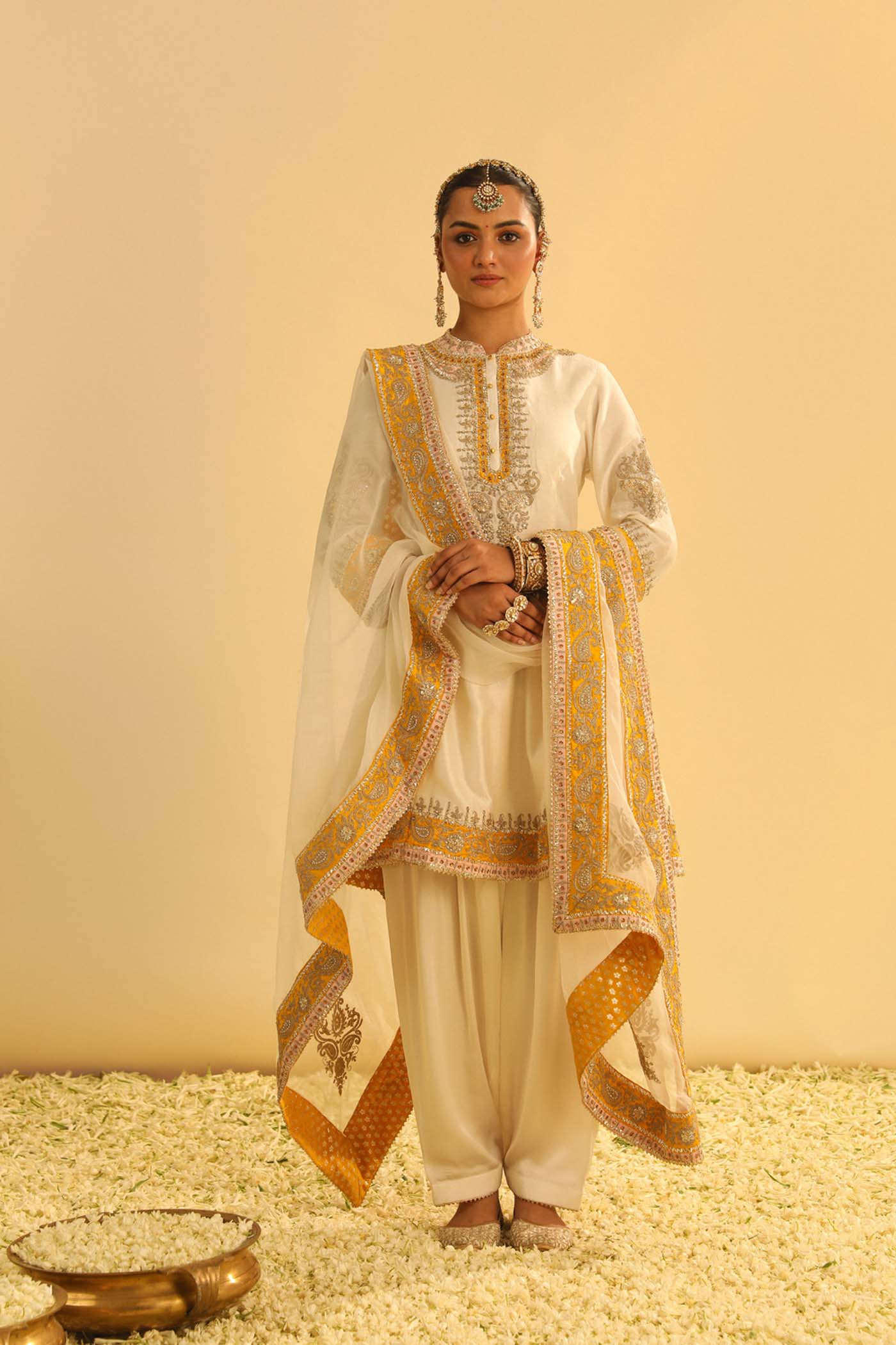 Amani - Daisy Ivory A-line Kurta with Salwar & Dupatta