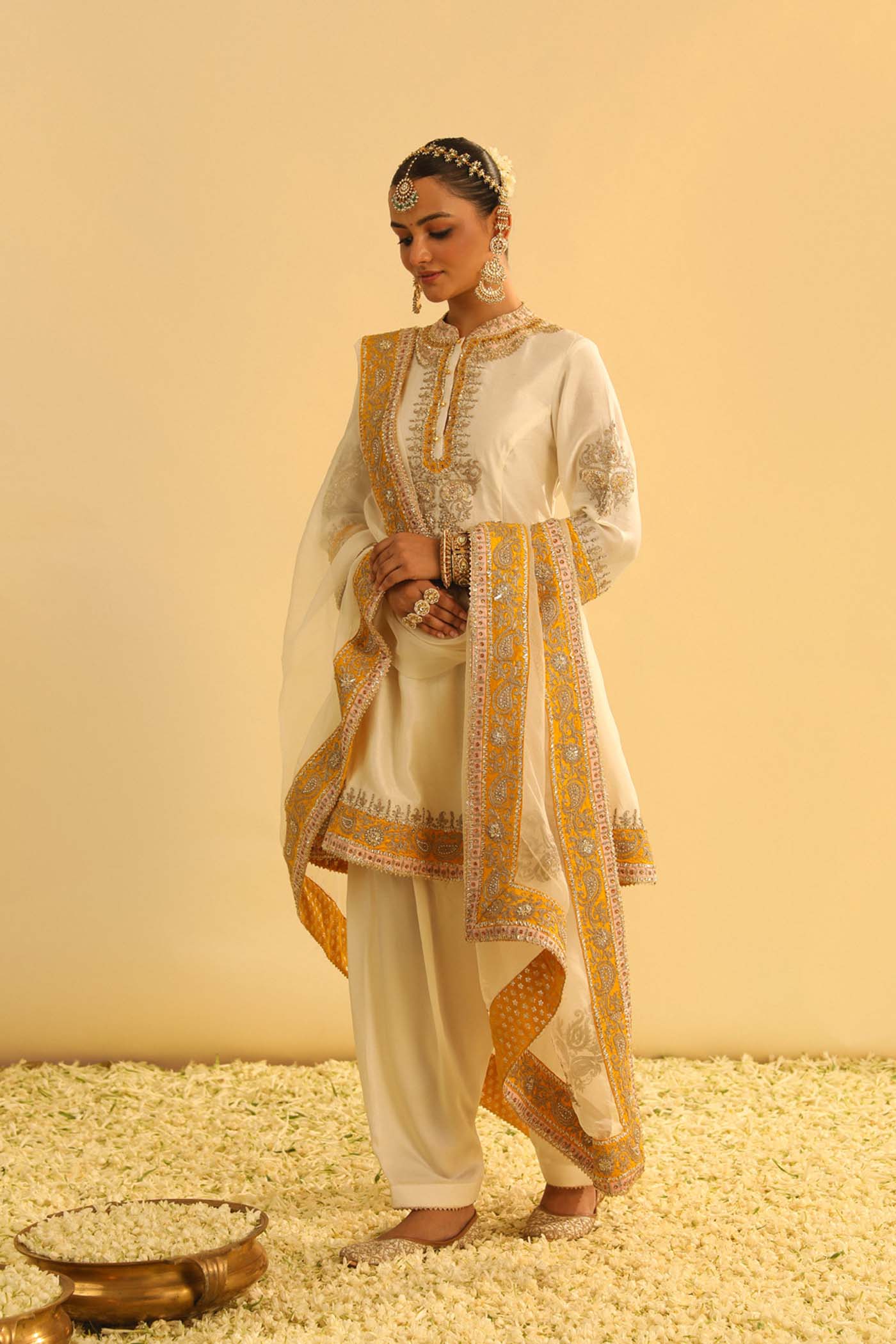 Amani - Daisy Ivory A-line Kurta with Salwar & Dupatta