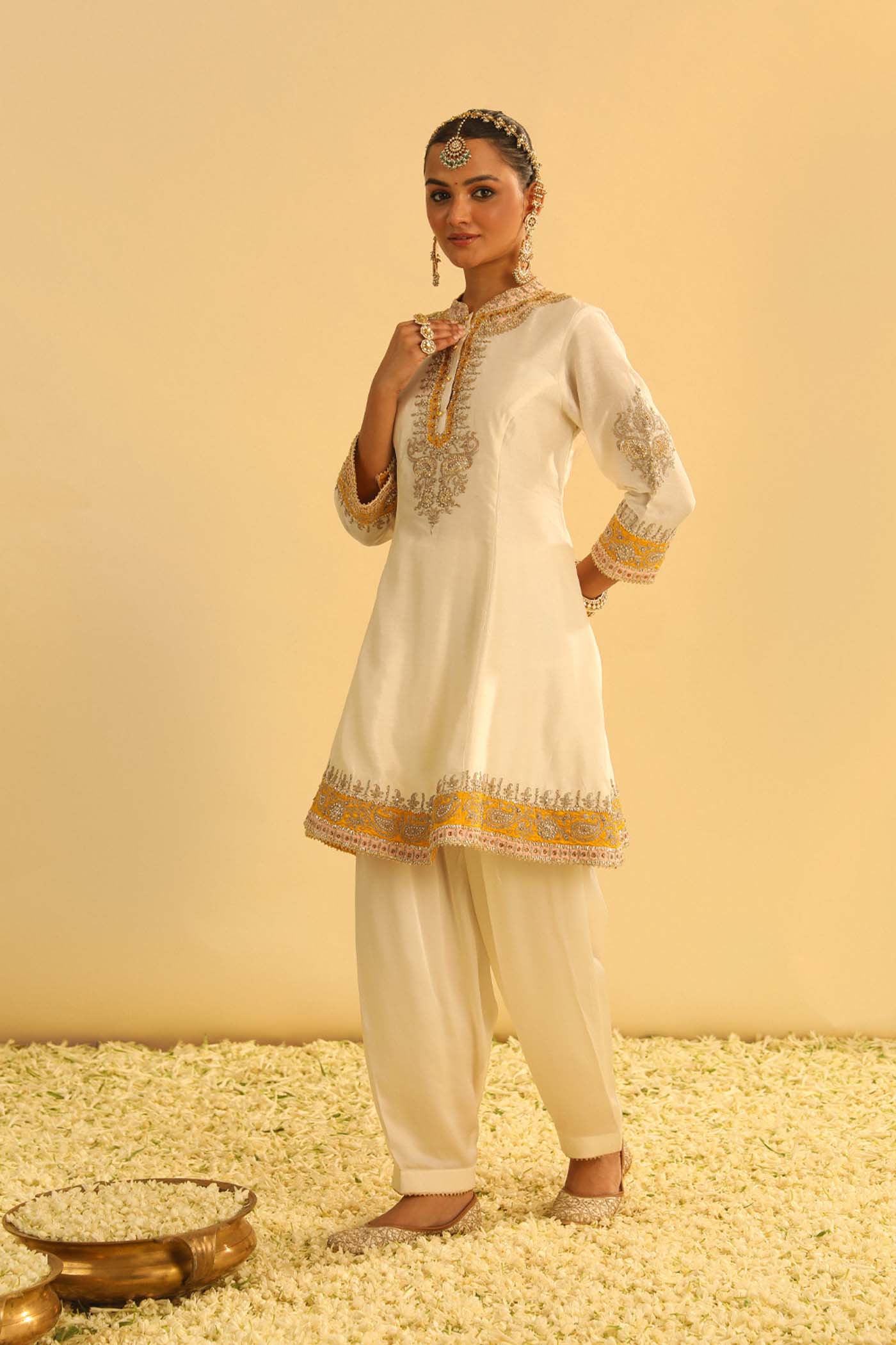 Amani - Daisy Ivory A-line Kurta with Salwar & Dupatta