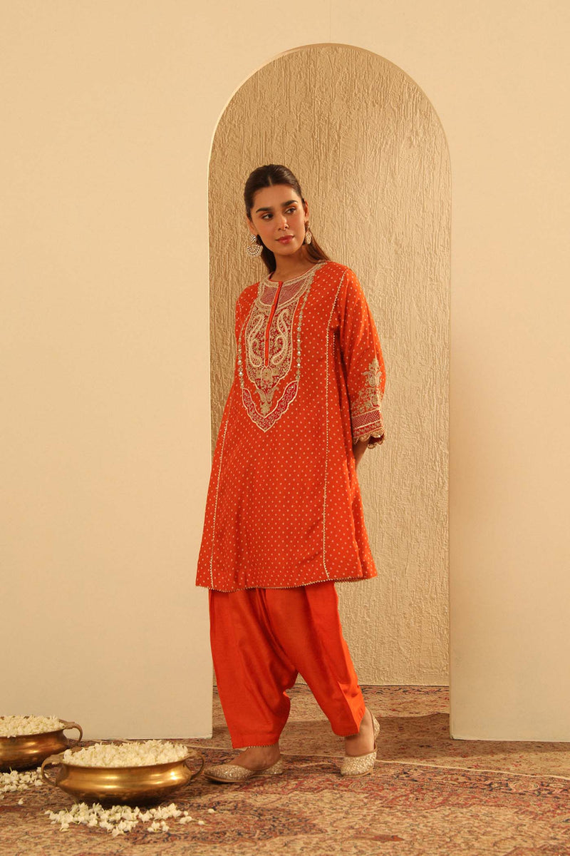Prisha - Orange Kalidaar Choga with Salwar