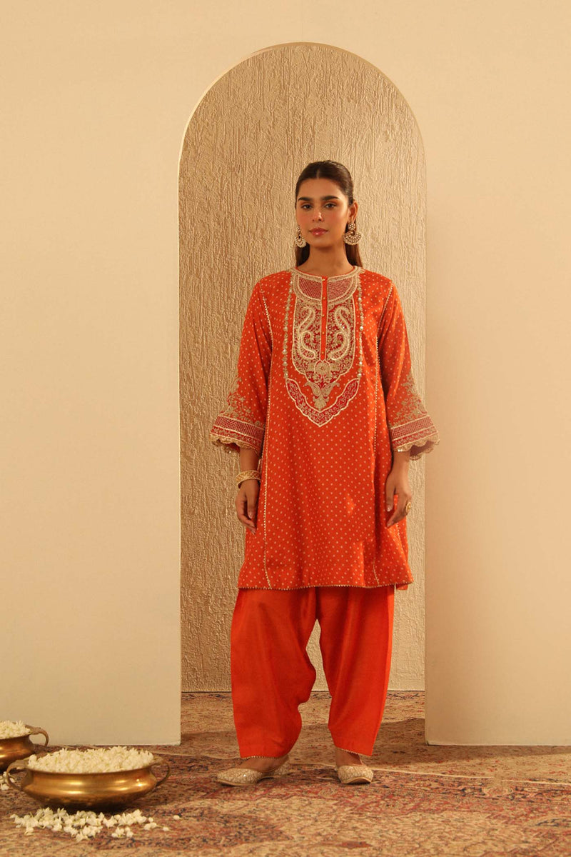 Prisha - Orange Kalidaar Choga with Salwar