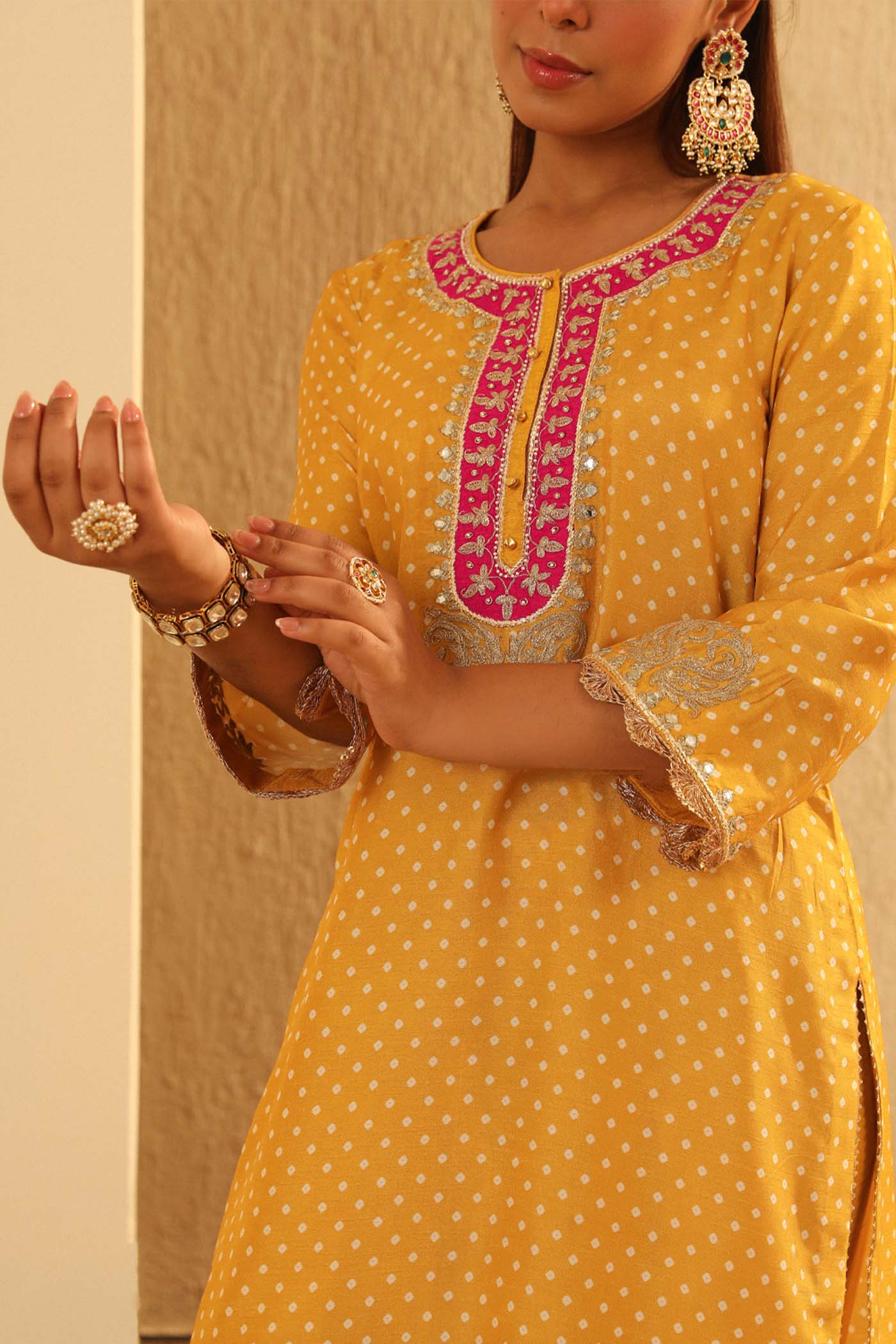 Noora - Mustard Short Kurta with Salwar (Lxrts)