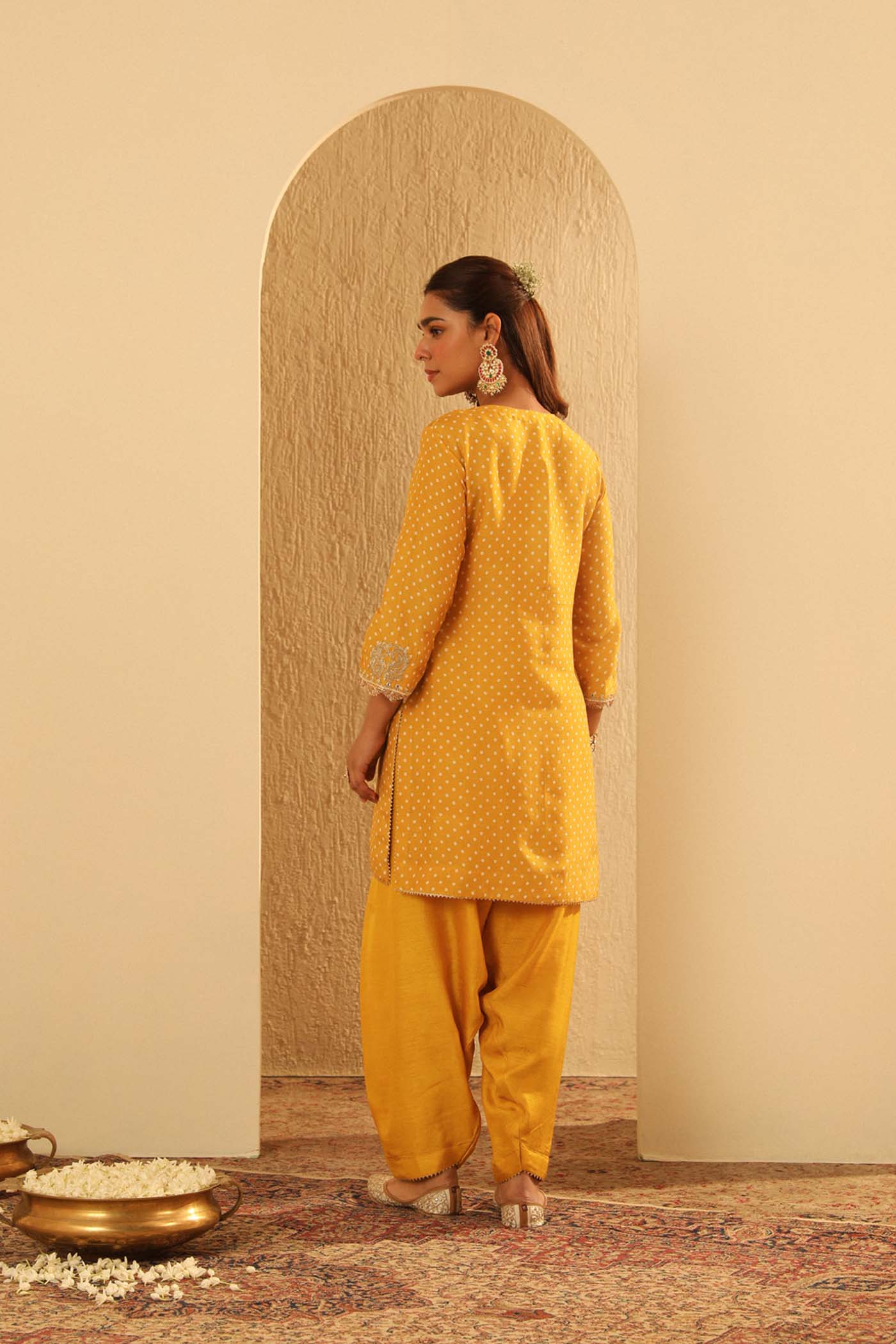 Noora - Mustard Short Kurta with Salwar (Lxrts)