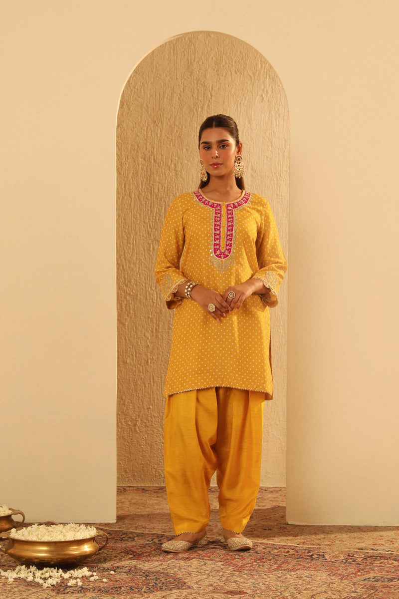 Noora - Mustard Short Kurta with Salwar (Lxrts)