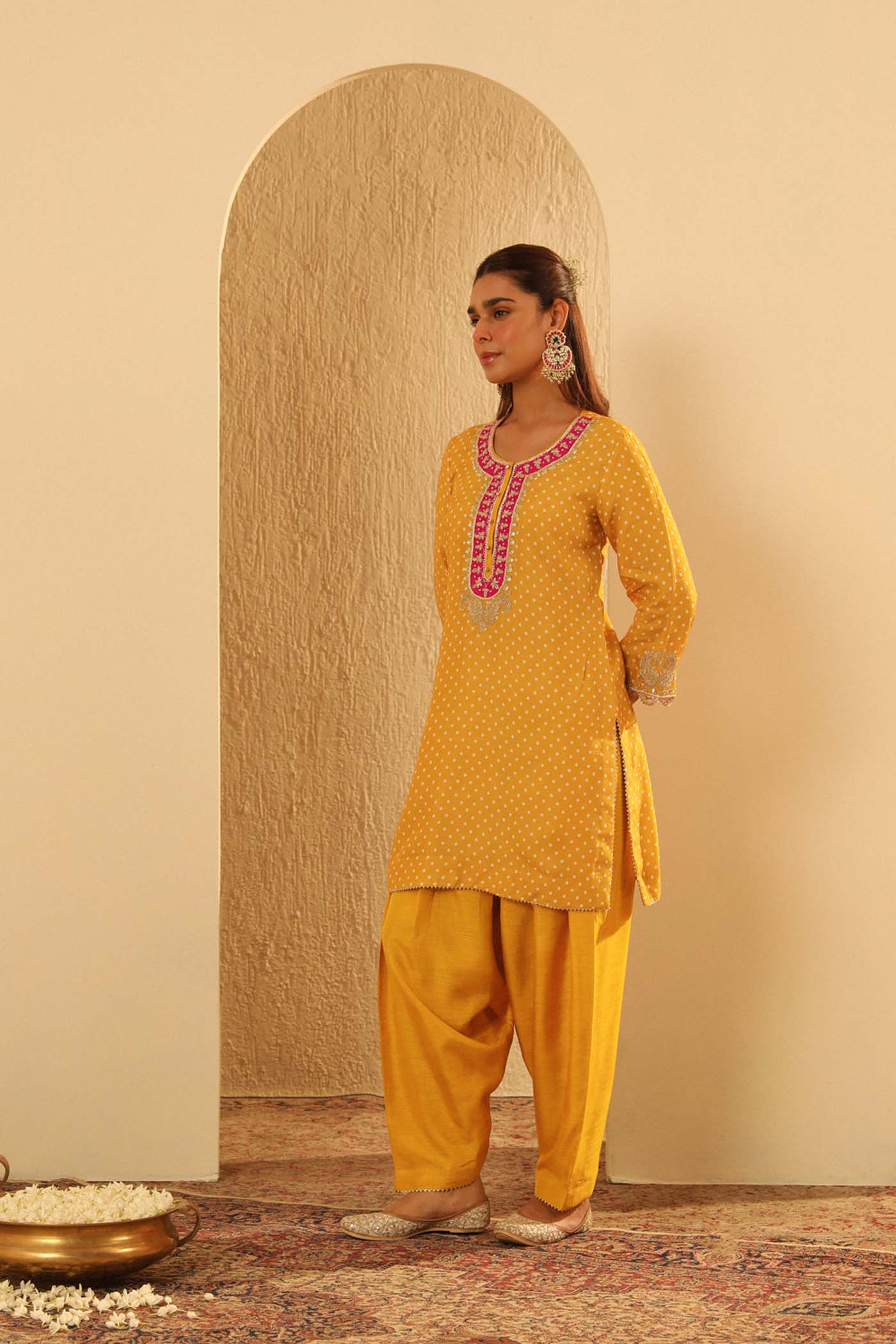 Noora - Mustard Short Kurta with Salwar (Lxrts)