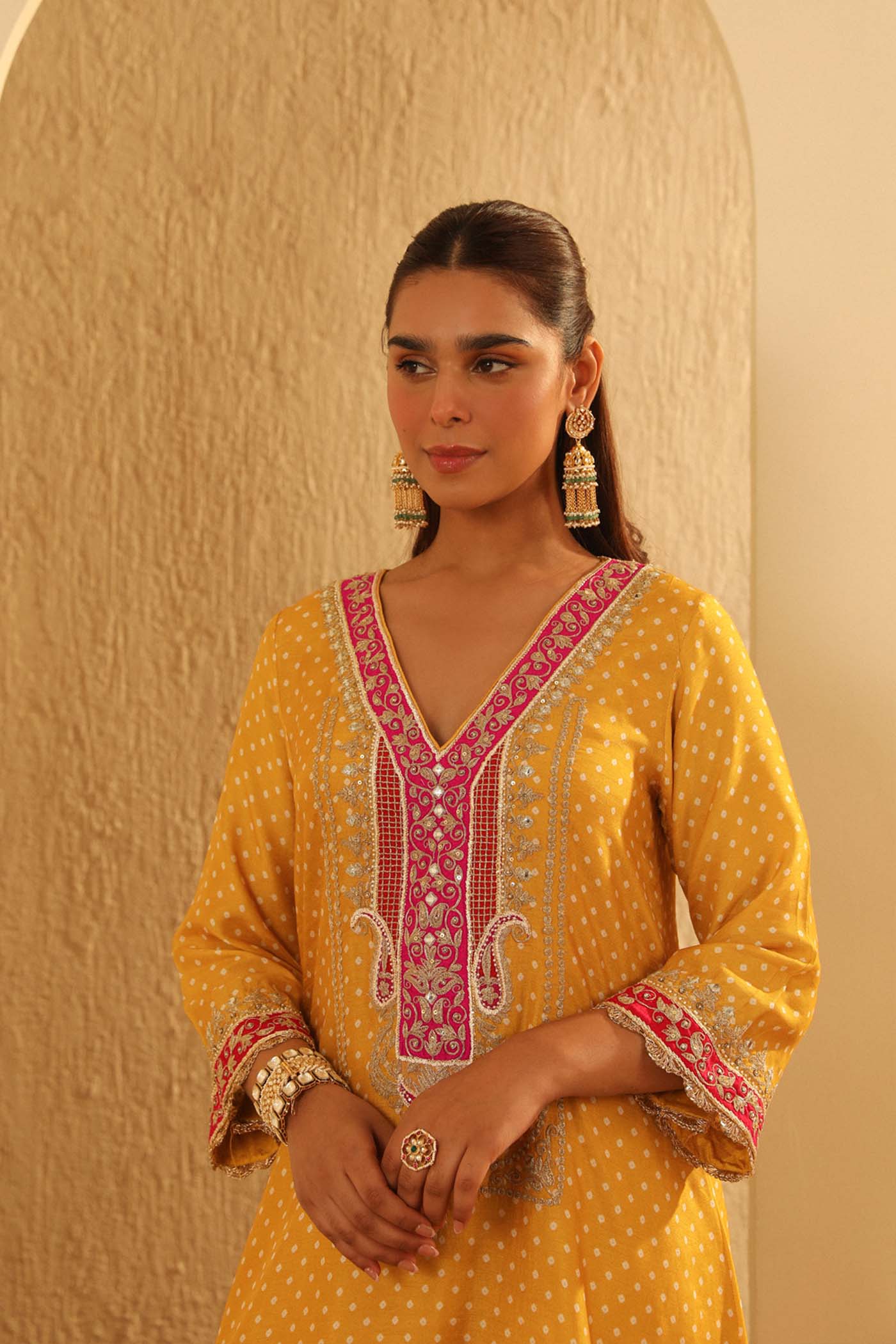 Siara - Mustard Long A-line Choga with Salwar (Lxrts)