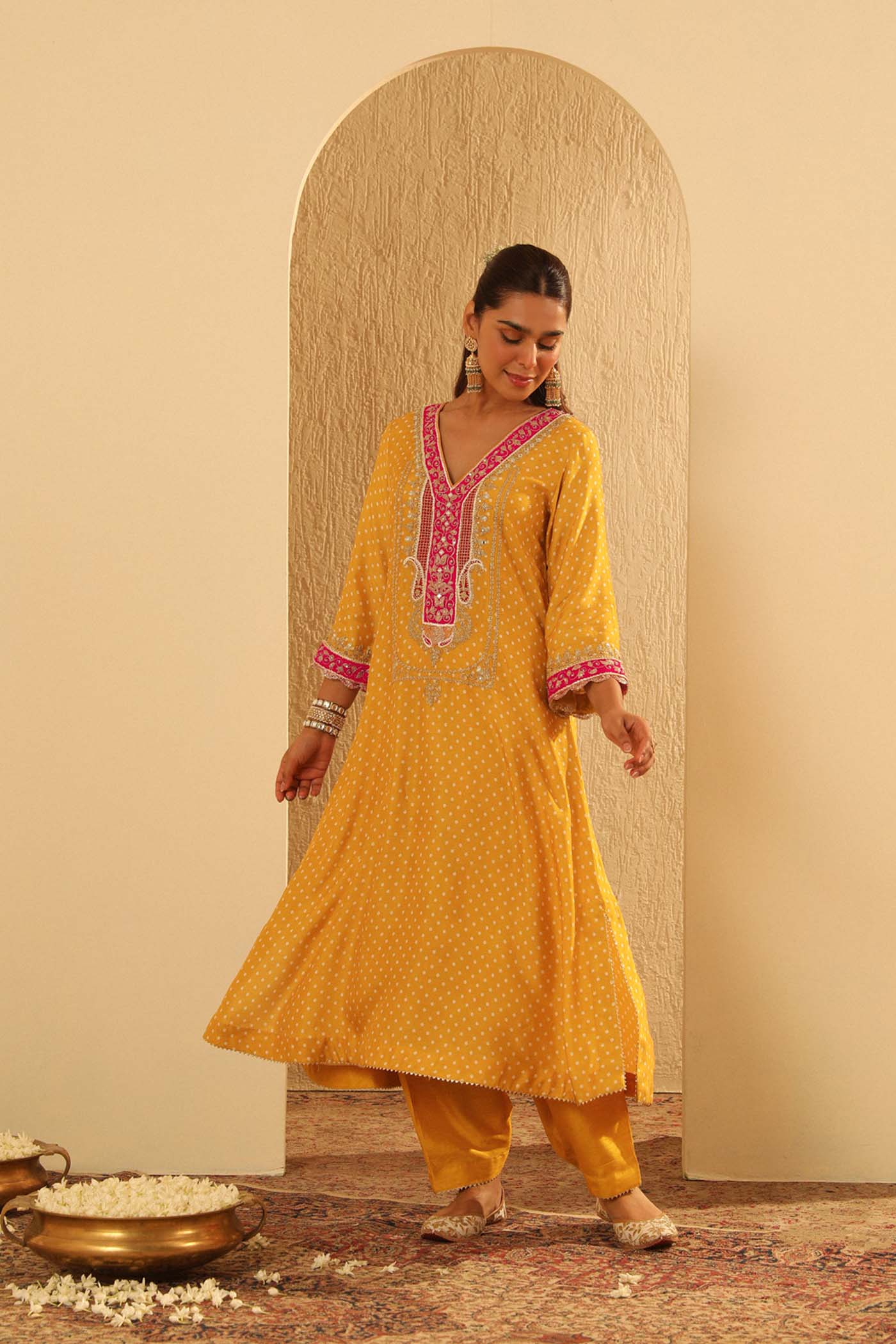 Siara - Mustard Long A-line Choga with Salwar (Lxrts)