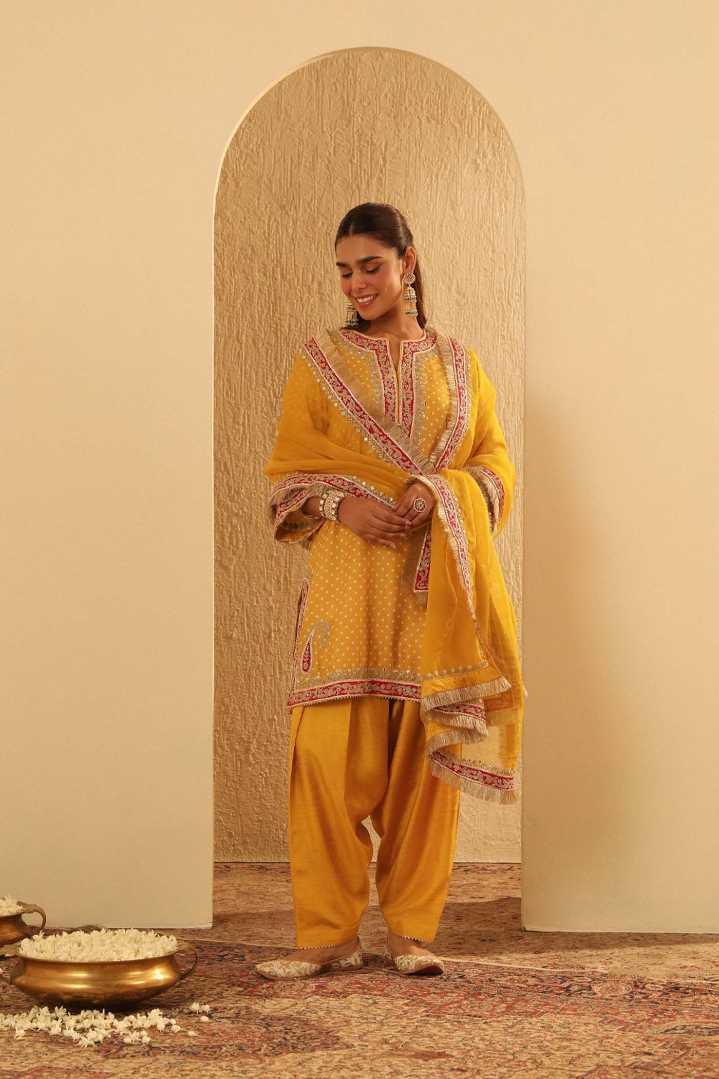 Kiana - Heirloom Mustard Kurta With Salwar And Dupatta