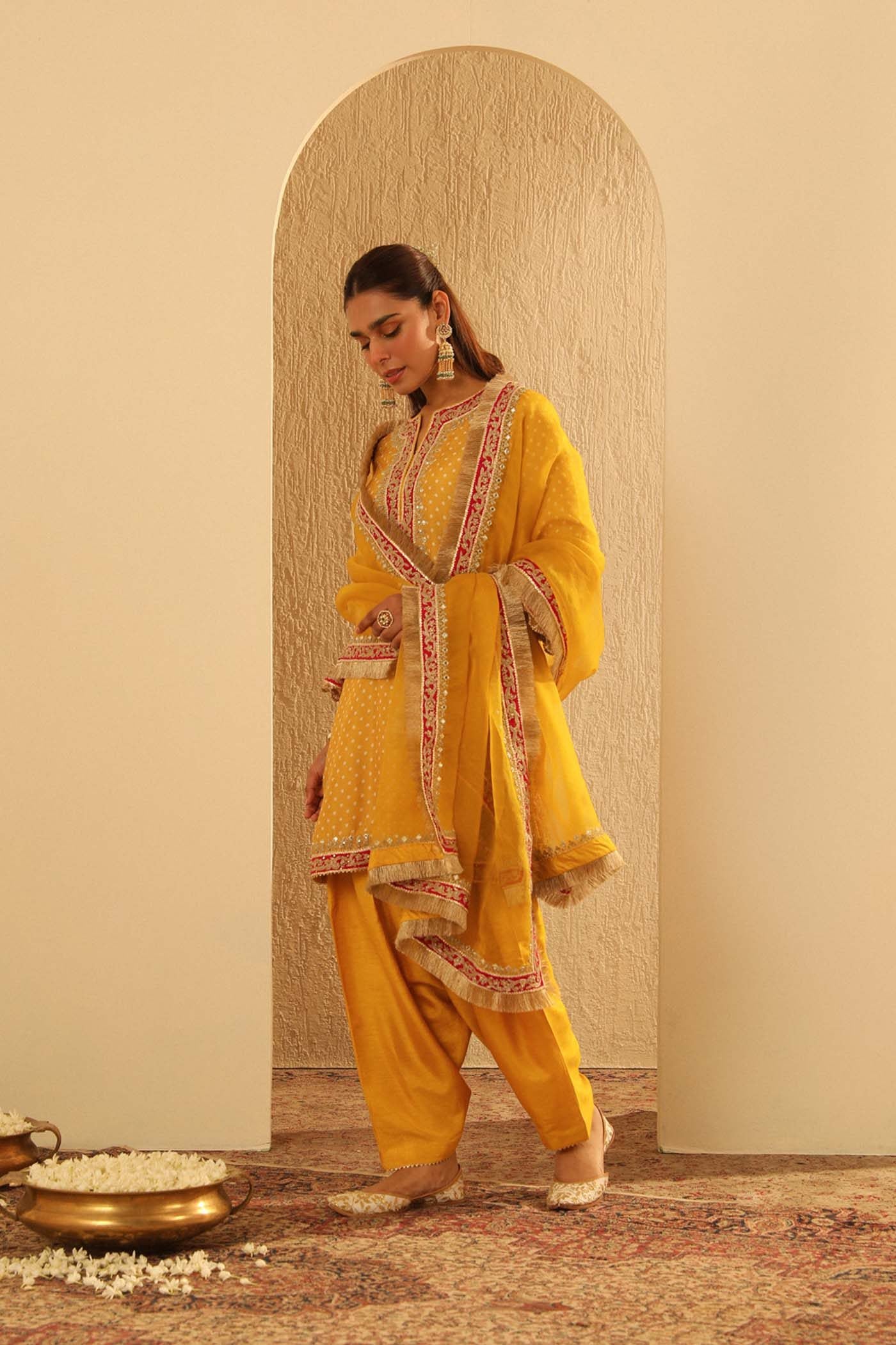 Kiana - Heirloom Mustard Kurta With Salwar And Dupatta