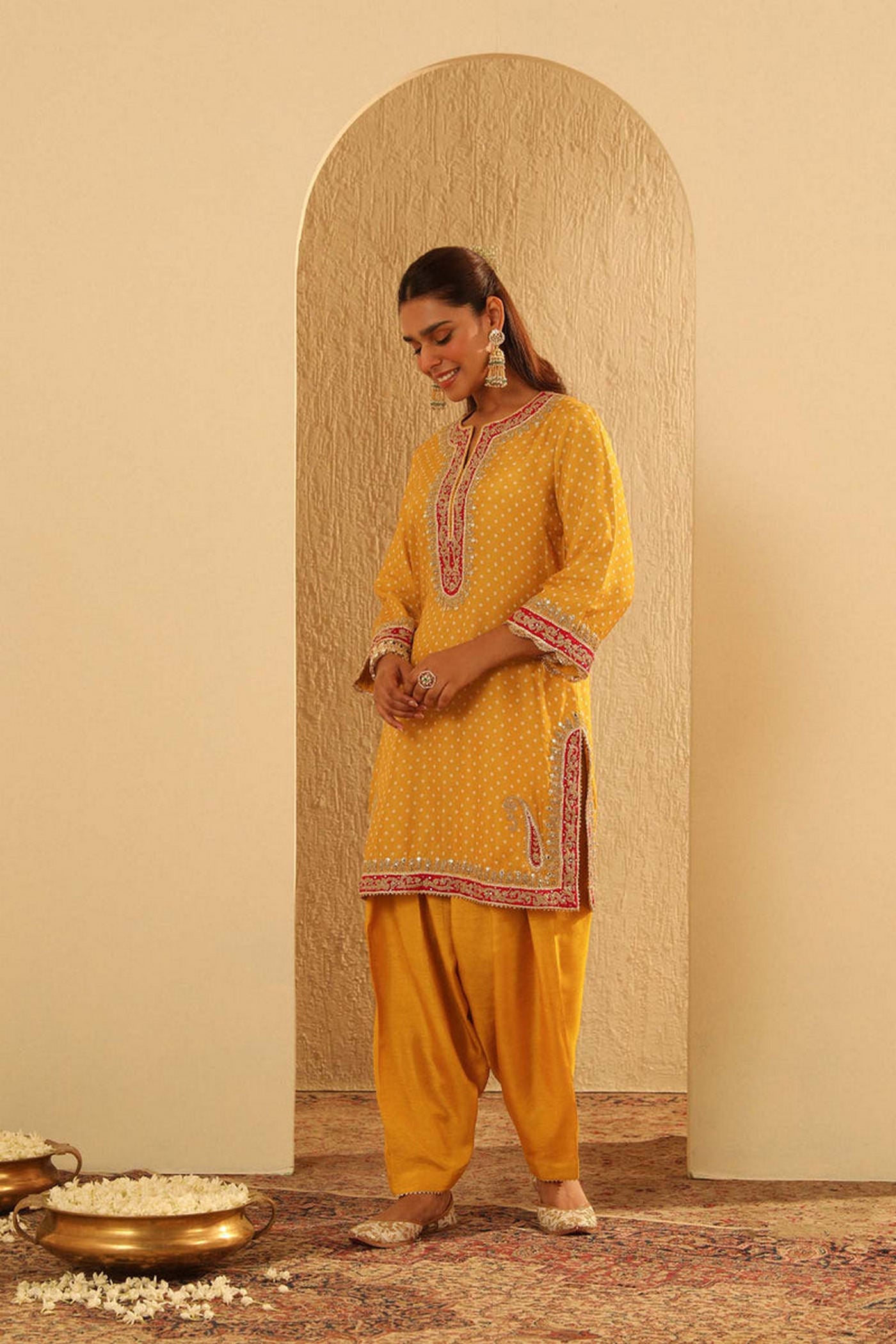 Kiana - Heirloom Mustard Kurta With Salwar And Dupatta