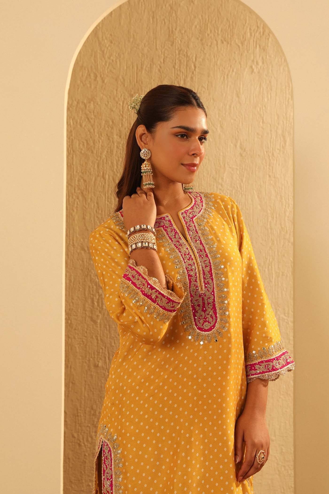 Kiana - Heirloom Mustard Kurta With Salwar And Dupatta