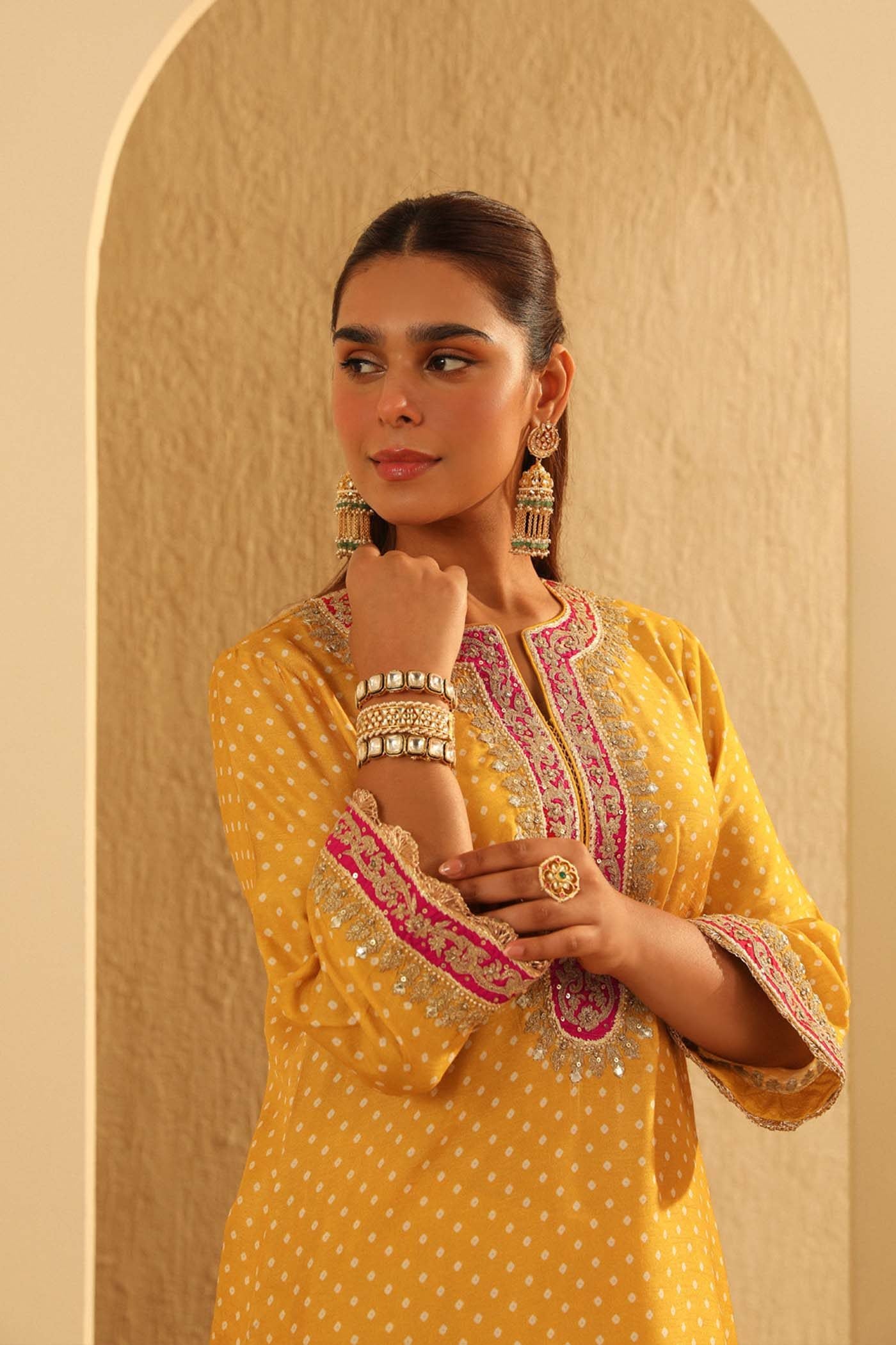 Kiana - Heirloom Mustard Kurta With Salwar And Dupatta