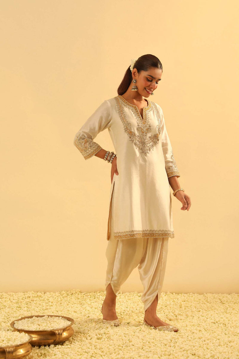Aashna - Dailsy Ivory Short Kurta with Dhoti (Lxrts)