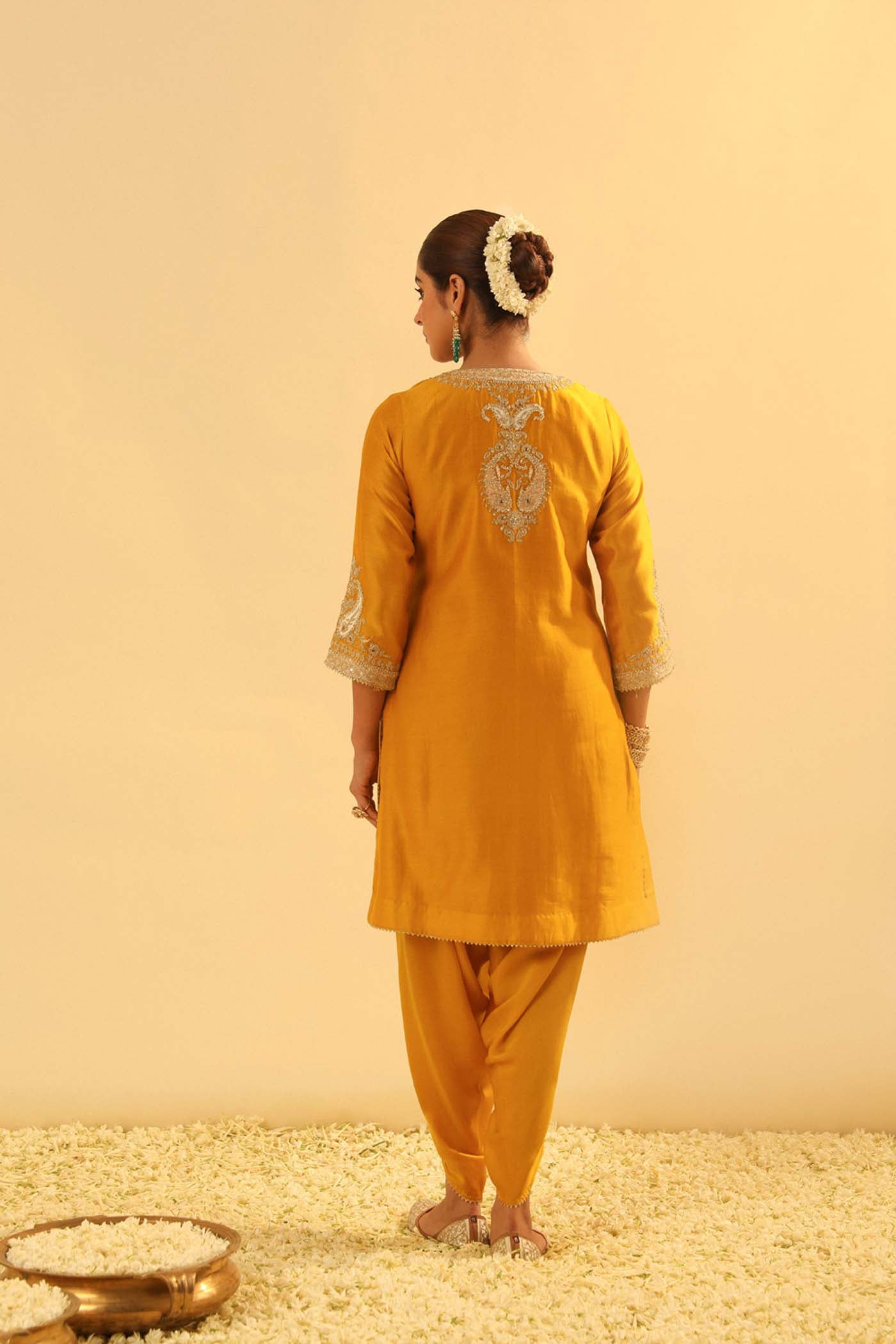Aashna - Heirloom Mustard Short Kurta with Dhoti (Lxrts)