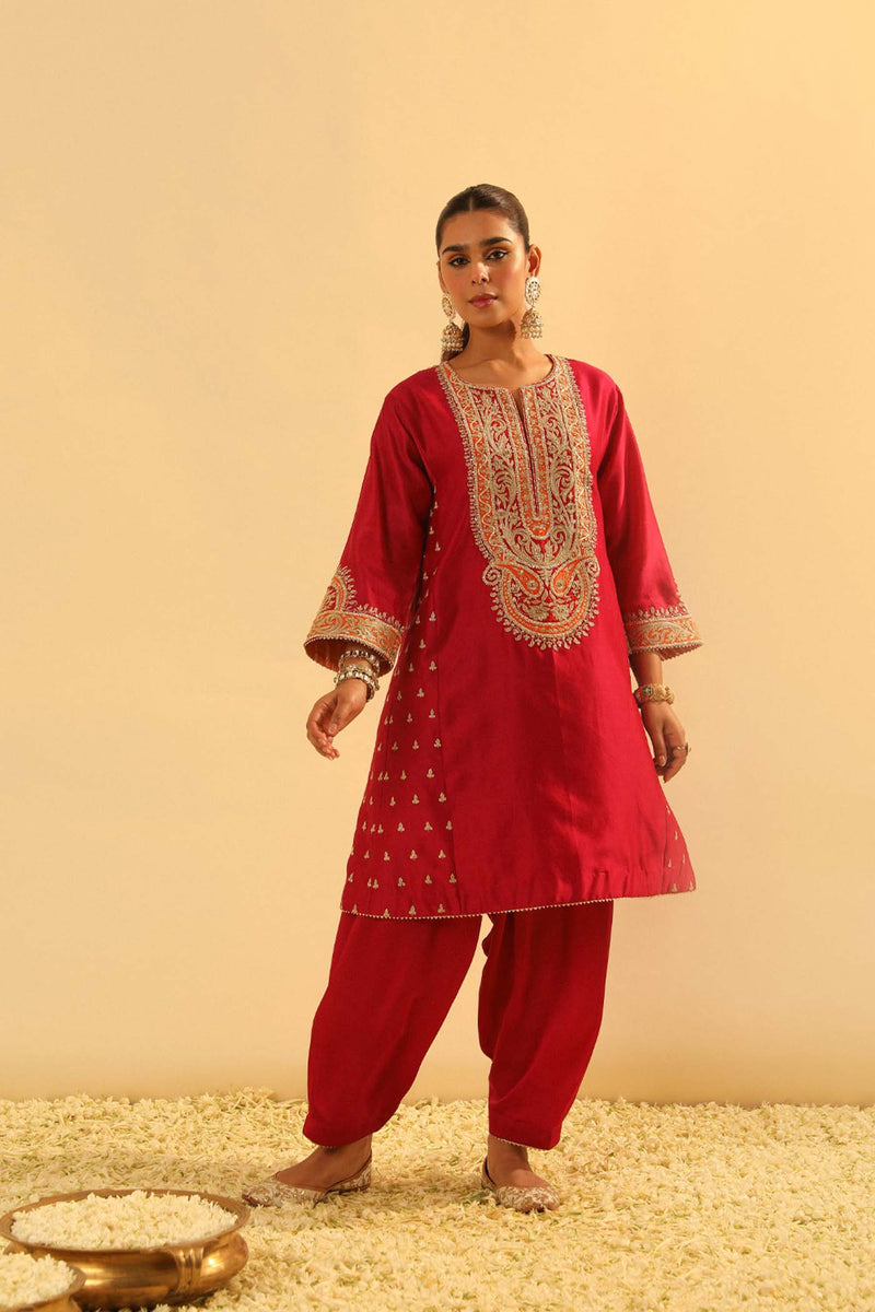 Falisha - Rani Hotpink Short Kalidaar Choga with Salwar