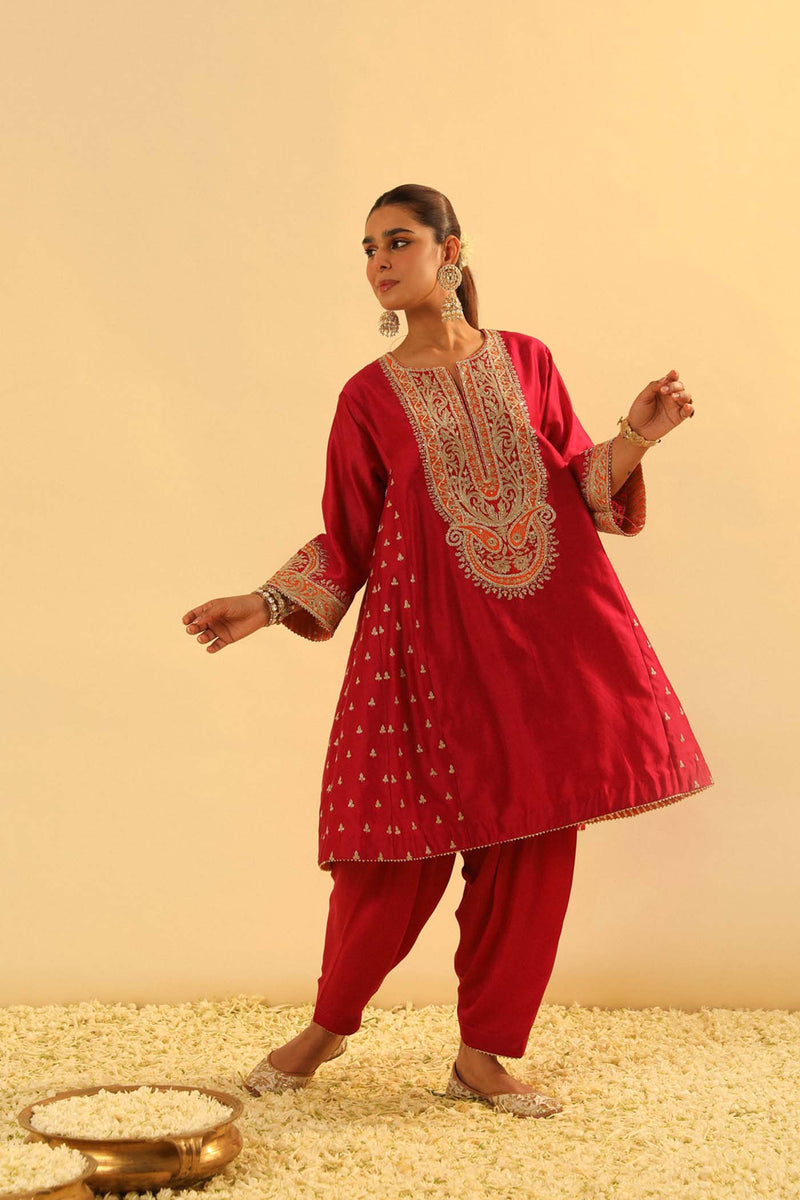 Falisha - Rani Hotpink Short Kalidaar Choga with Salwar