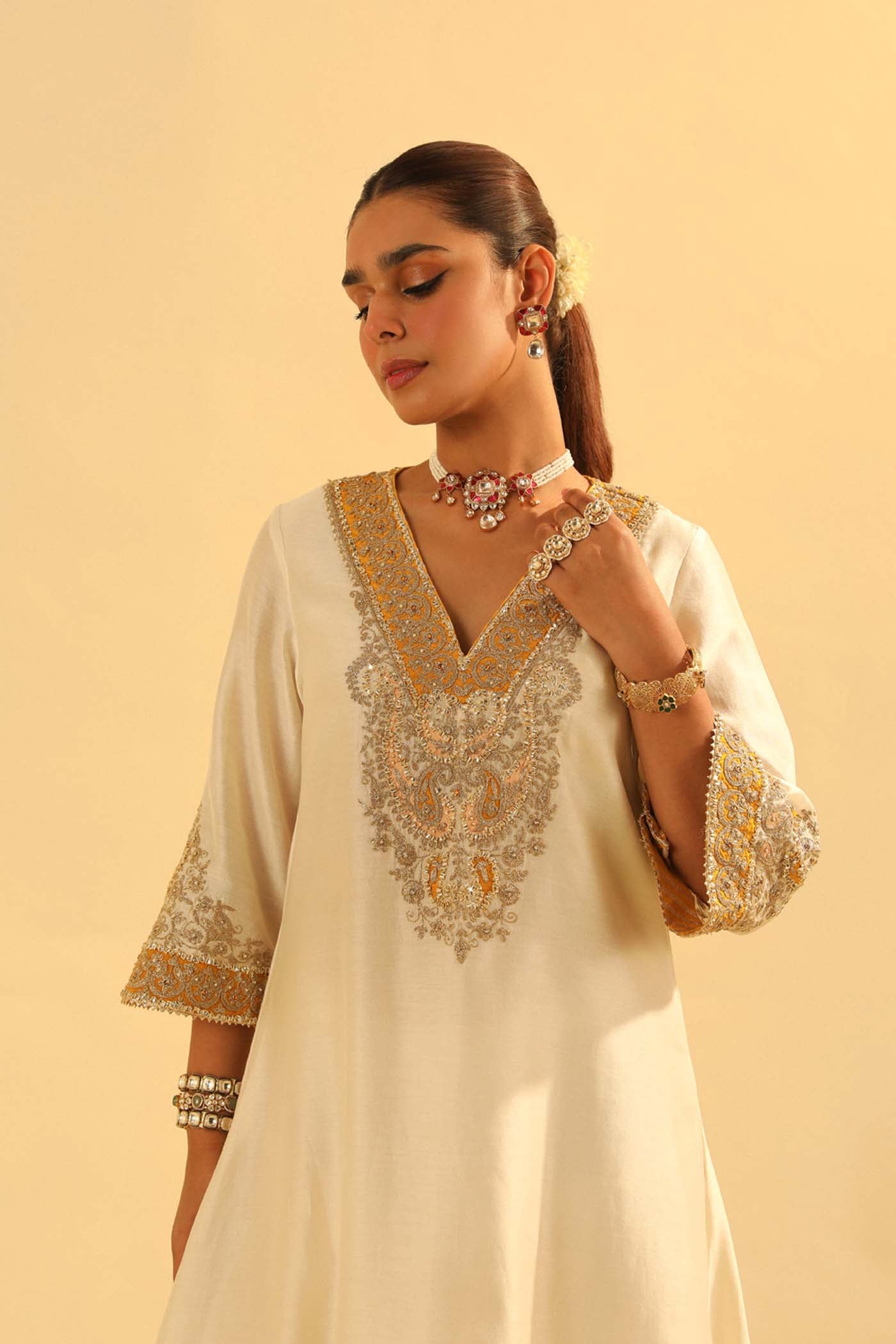 Shazana - Long A-line Choga with Salwar