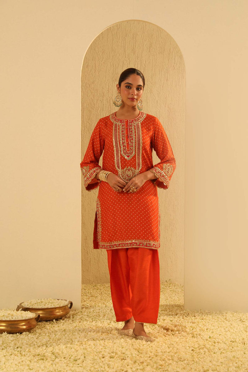 Inara - Orange Kurta with Salwar and Dupatta