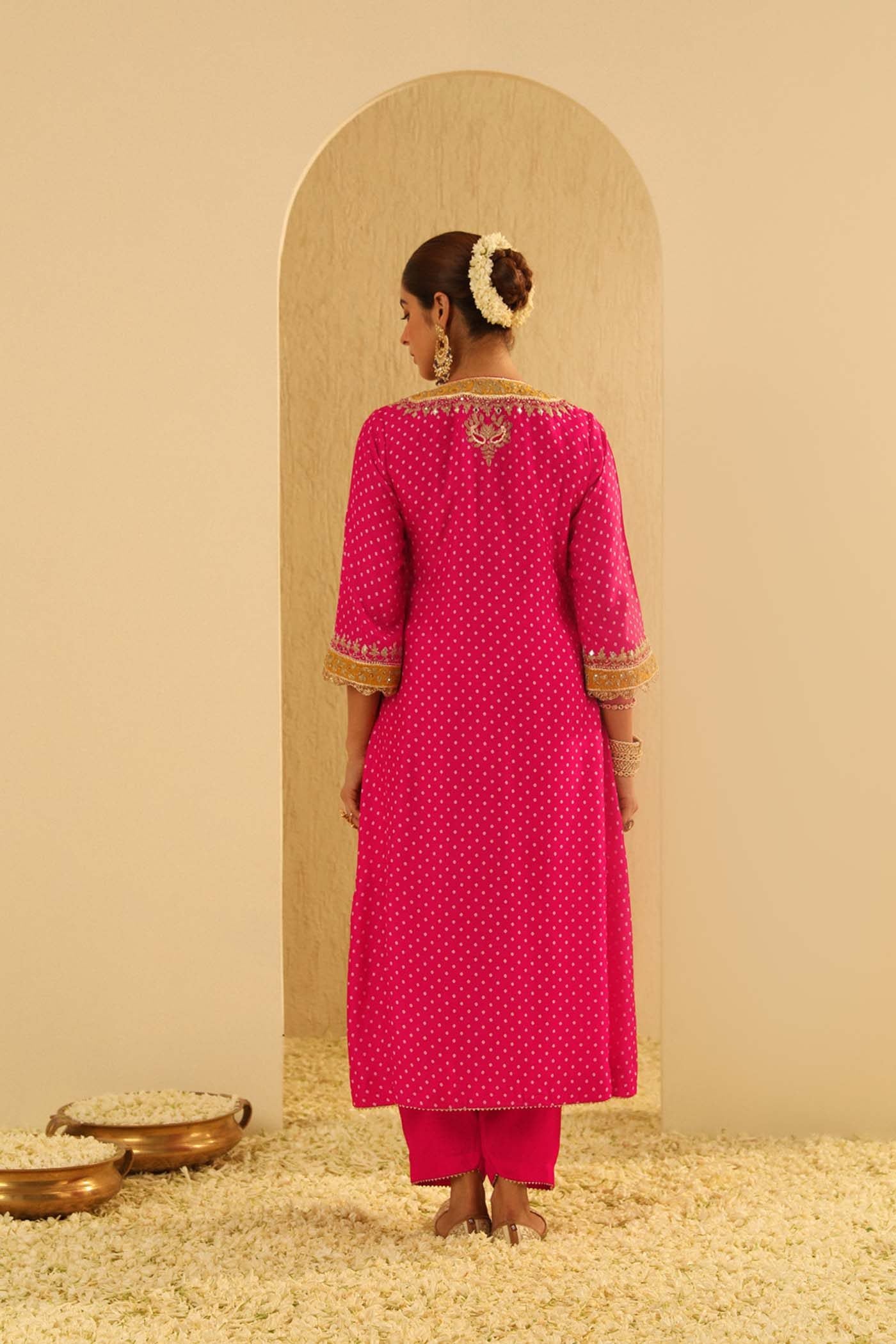 Siara - Rani Hotpink Long A-line Choga With Salwar