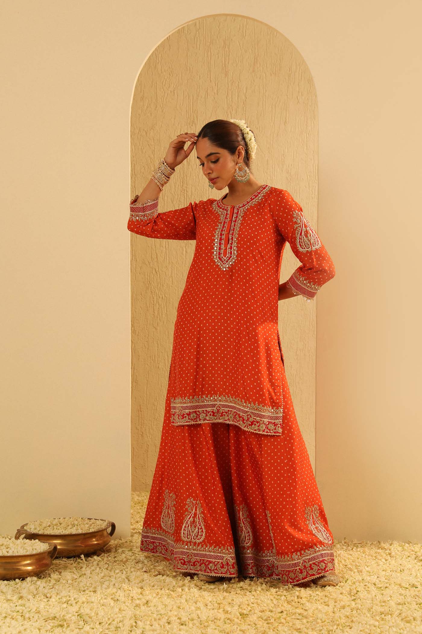Hoorain - Orange Kurta with Sharara and Dupatta (Lxrts)