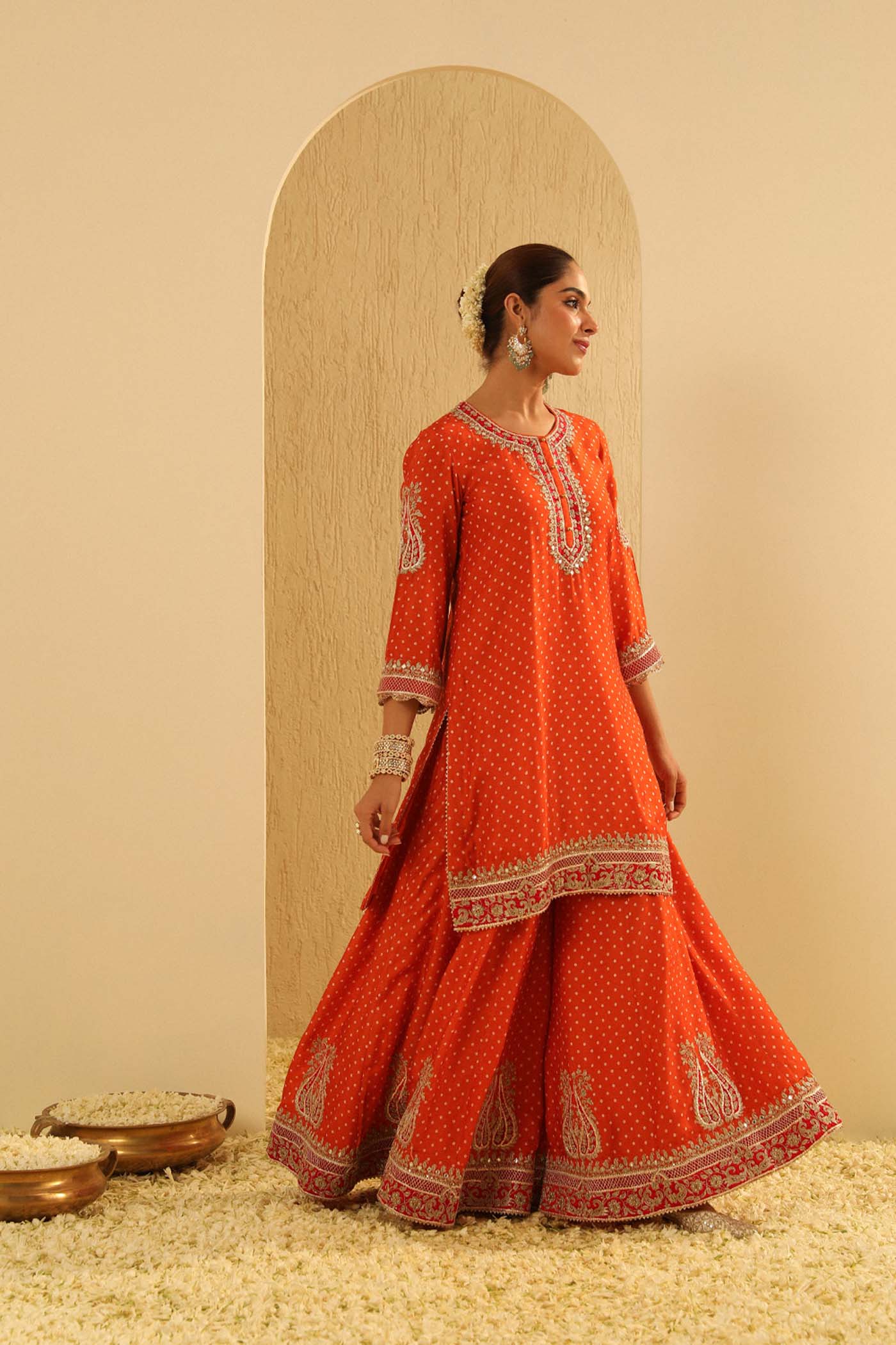 Hoorain - Orange Kurta with Sharara and Dupatta (Lxrts)