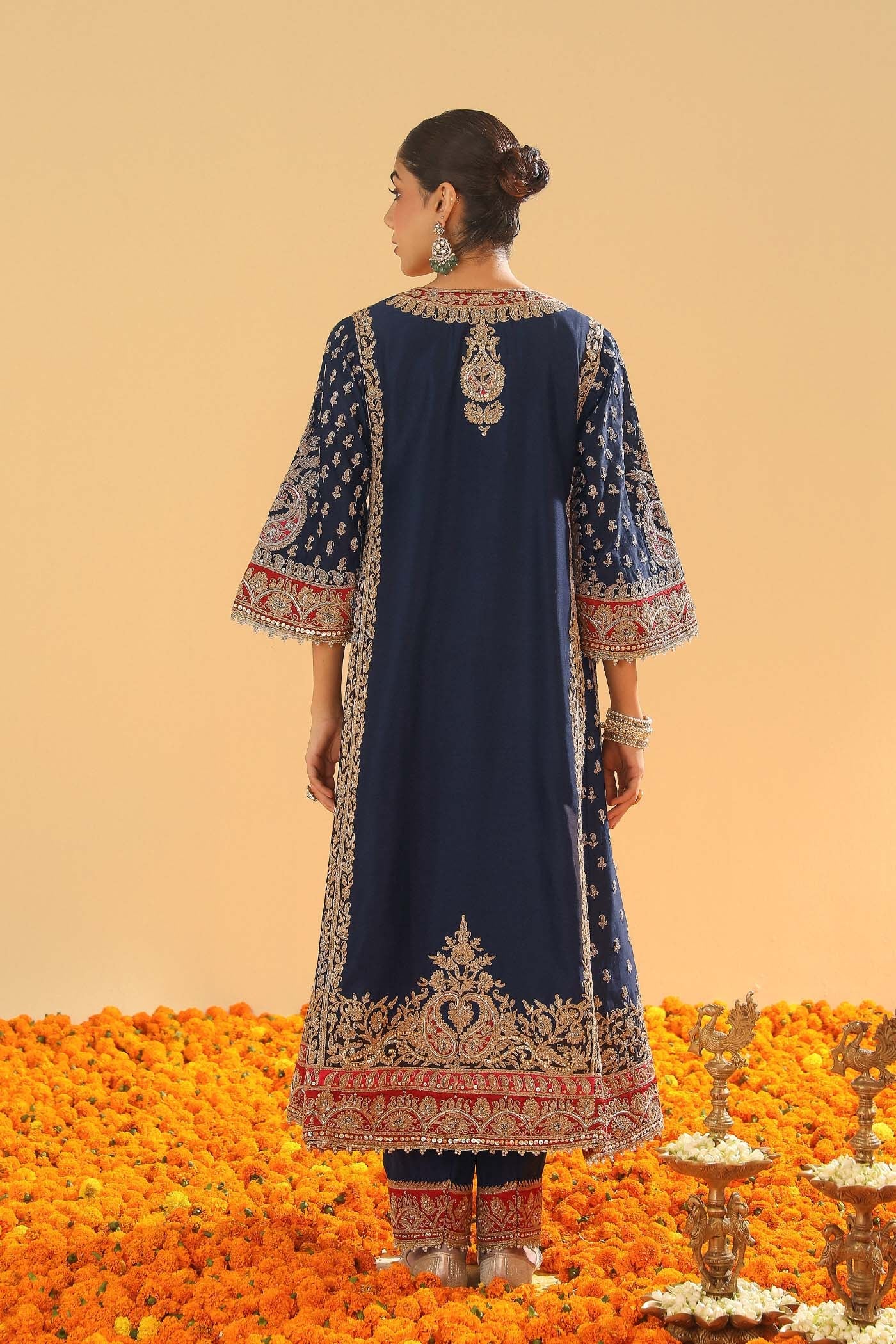Hana - Deep Blue Long Kalidaar Chauga with Salwar (Lxrts)