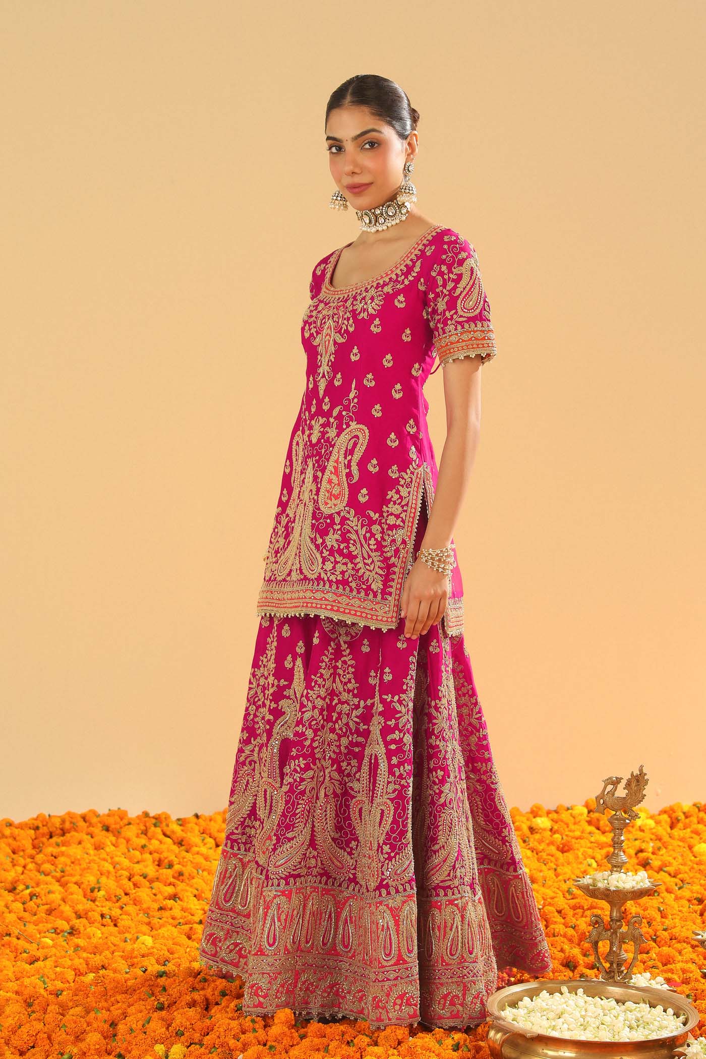 Ishwa - Hotpink Kurta with Sharara (Lxrts)