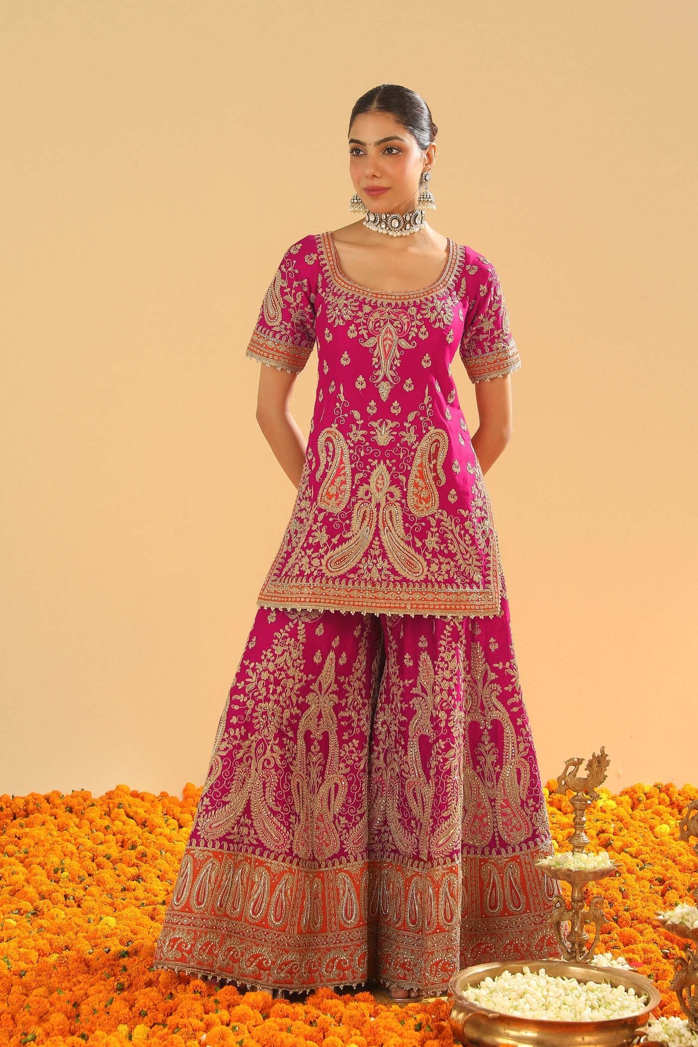 Ishwa - Hotpink Kurta with Sharara (Lxrts)