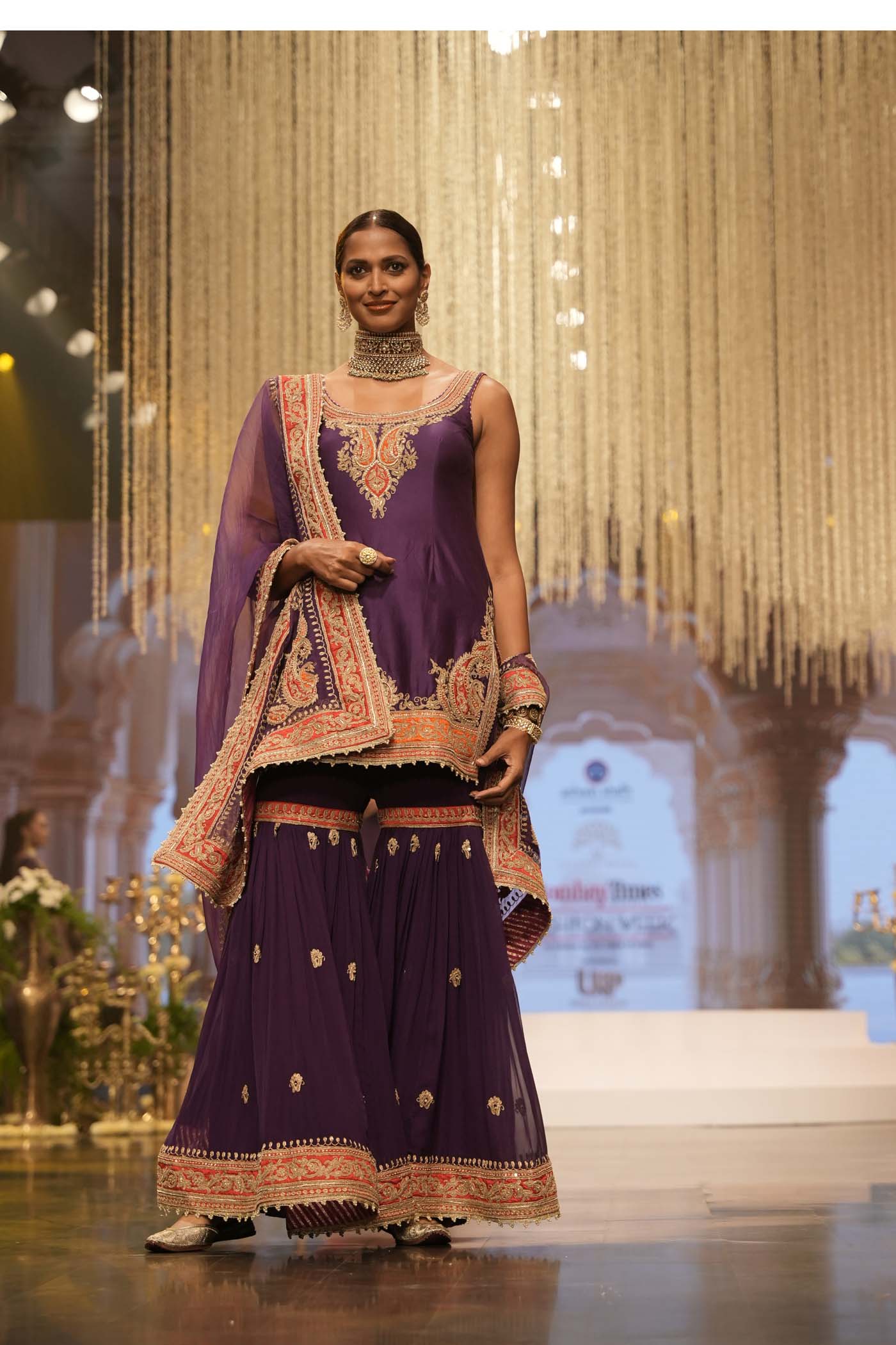 Maziyah - Deep Purple Short Kurta with Garara (Lxrts)