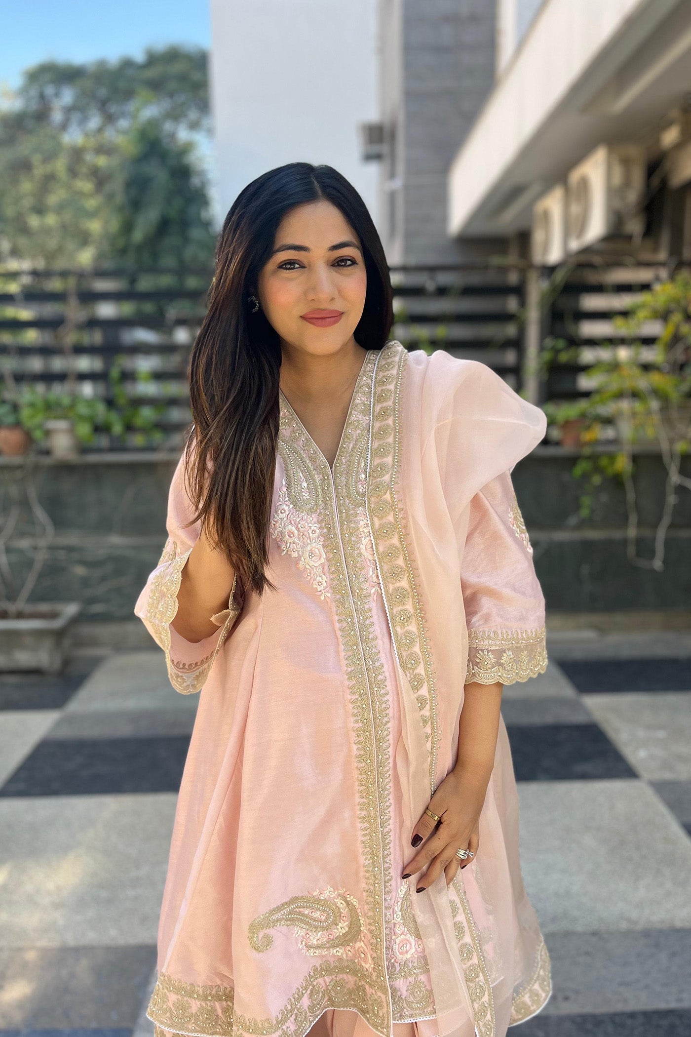 Anisha Sethi Fajr - Blush Pink Short Anarkali with Chooridaar and Dupatta