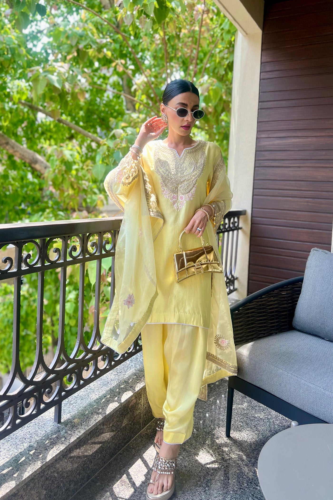 Mehak Jain In Ashira- Lemon Yellow Kurta with Salwar