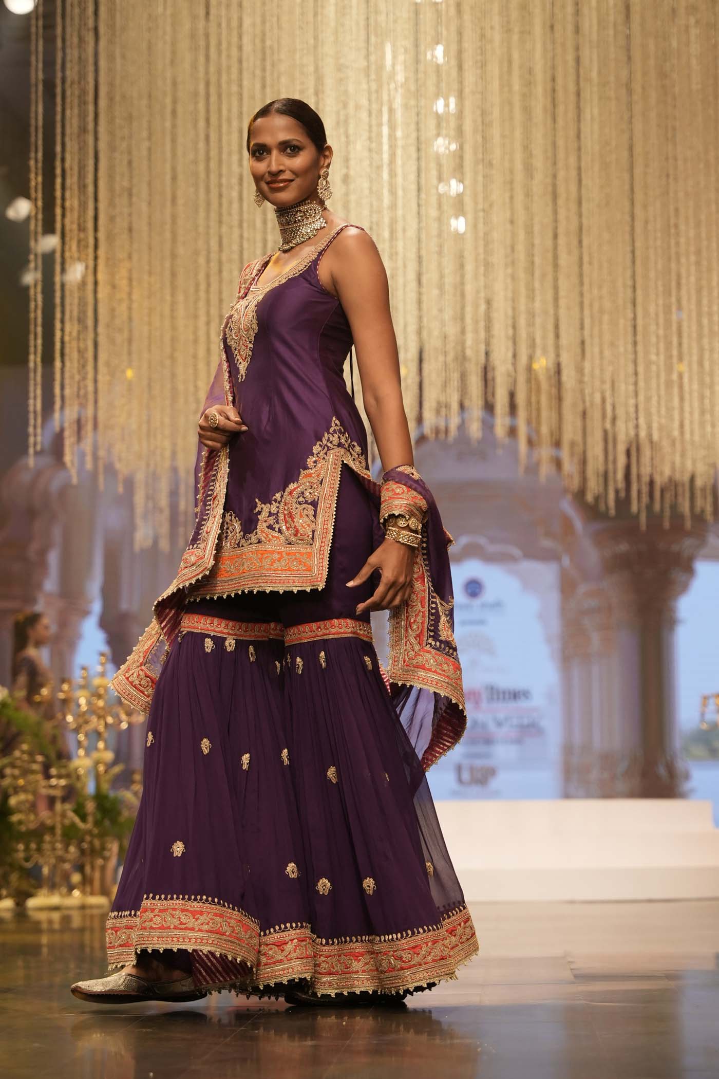 Maziyah - Deep Purple Short Kurta with Garara (Lxrts)