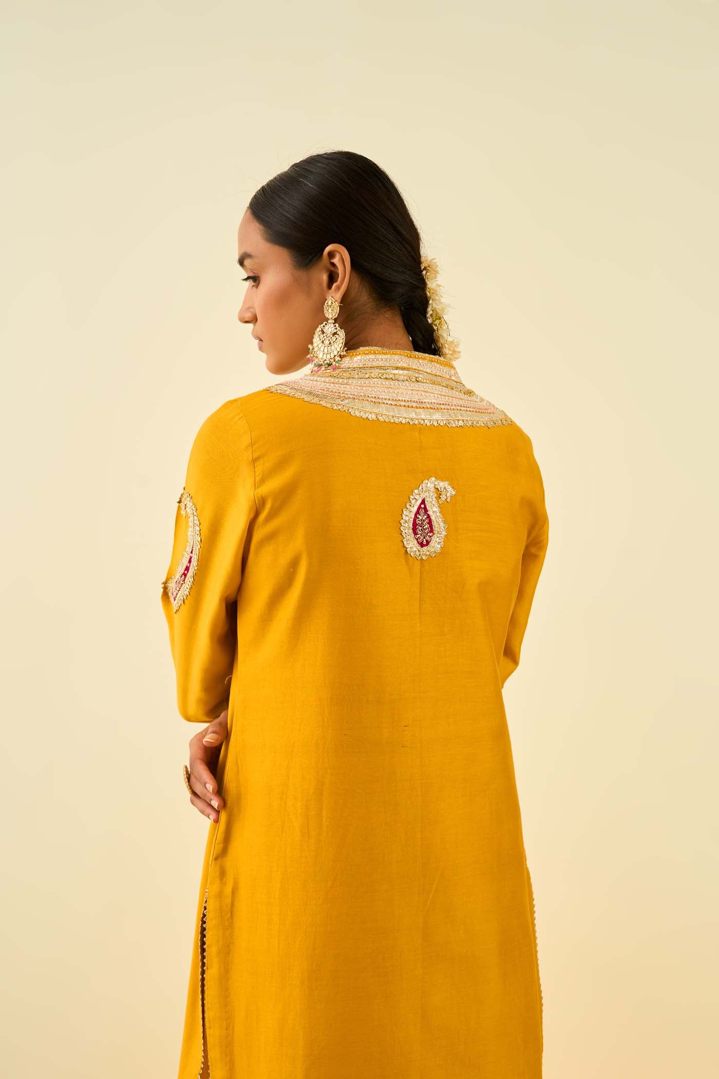 Aliyah- Glaze Mustard straight long kurta with palazzo