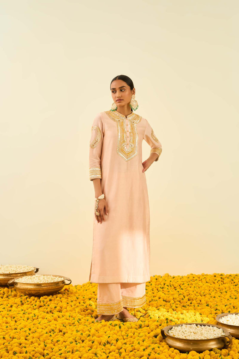 Aliyah- Rosepink straight long kurta with palazzo
