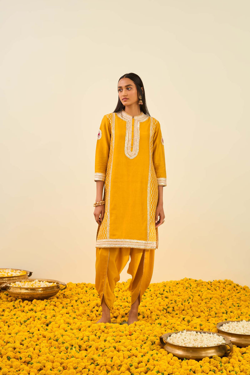 Aliza Glaze Mustard kurta with dhoti