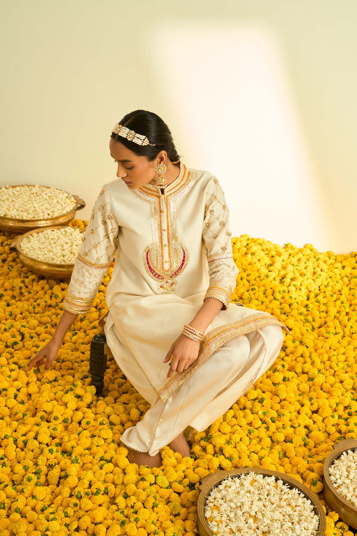 Aminah Daisy Ivory Kurta with Dhoti