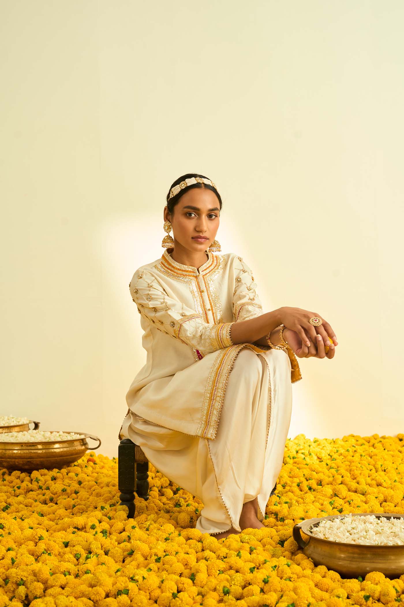 Aminah Daisy Ivory Kurta with Dhoti