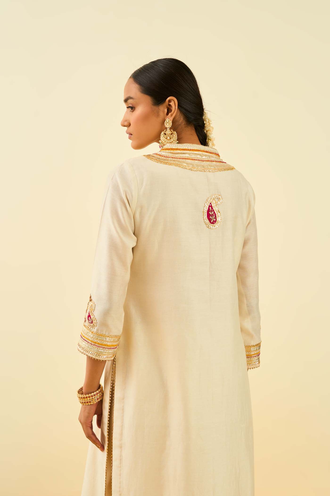 Arisah- Daisy Ivory straight long kurta with palazzo