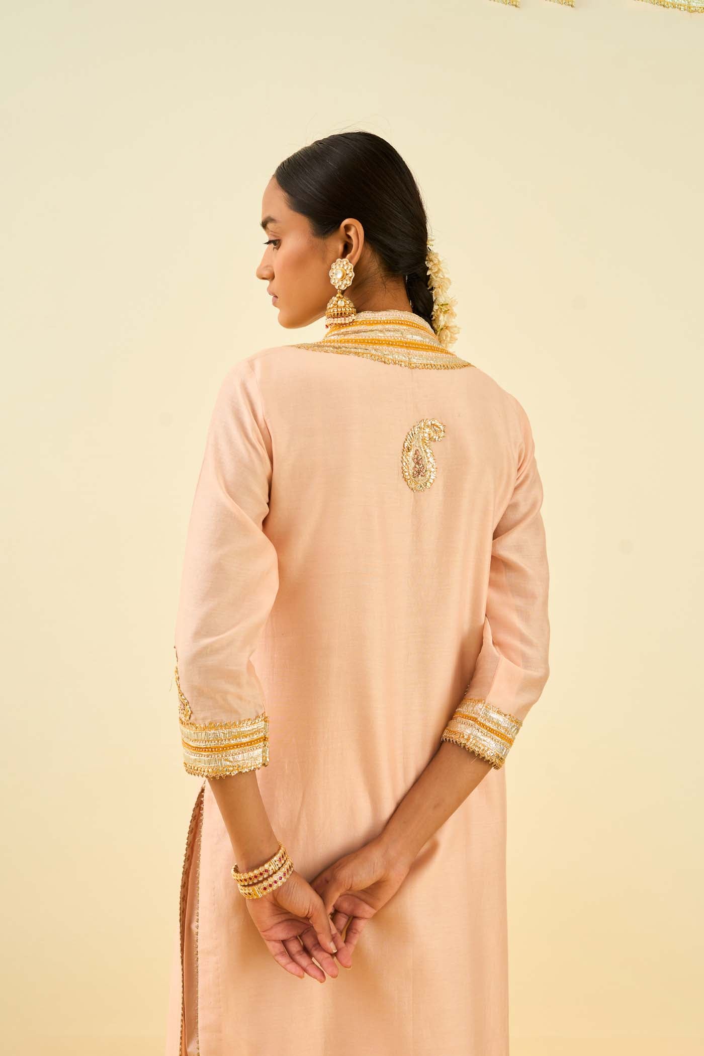 Arisah- Rosepink straight long kurta with palazzo