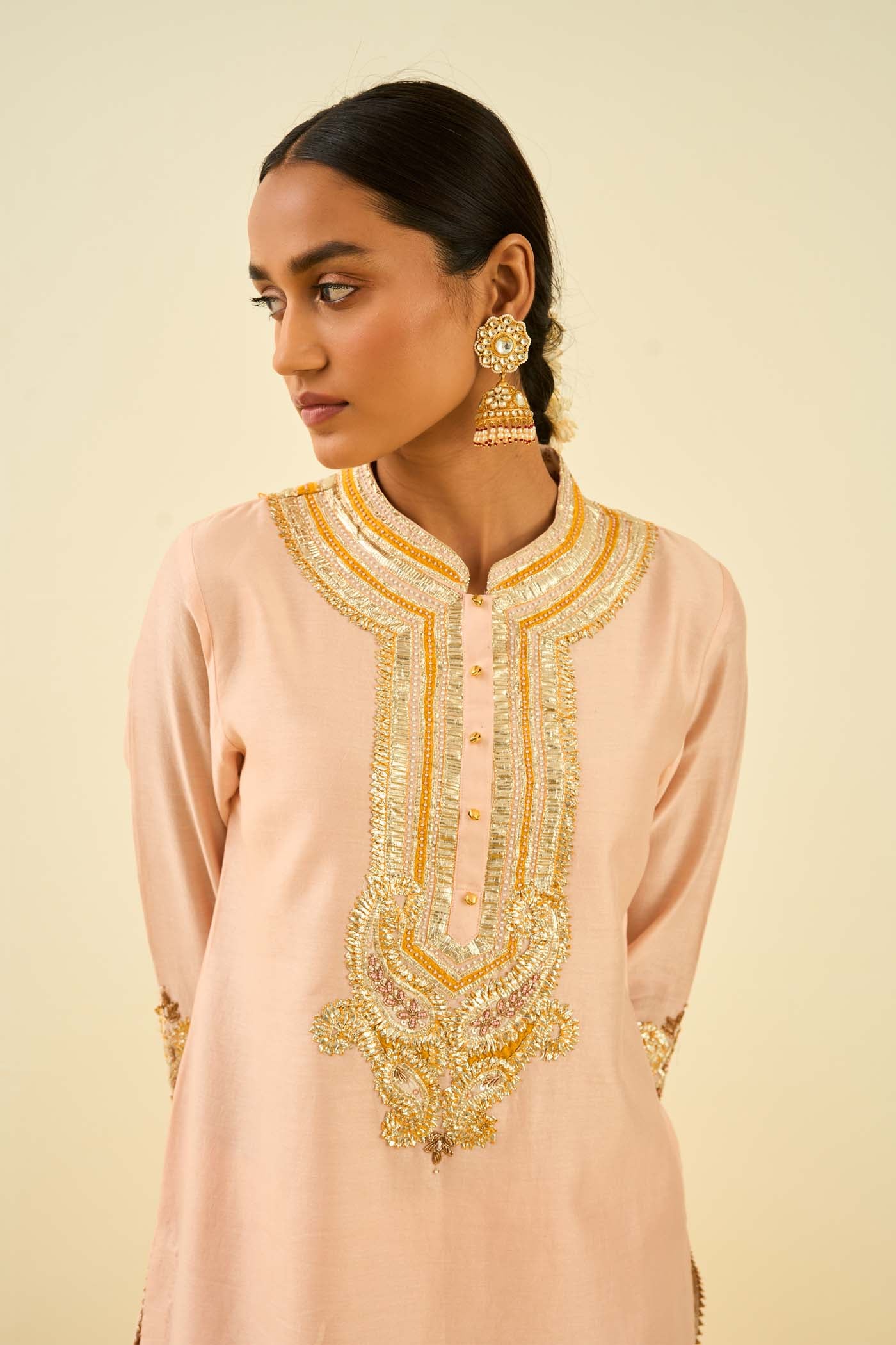 Arisah- Rosepink straight long kurta with palazzo