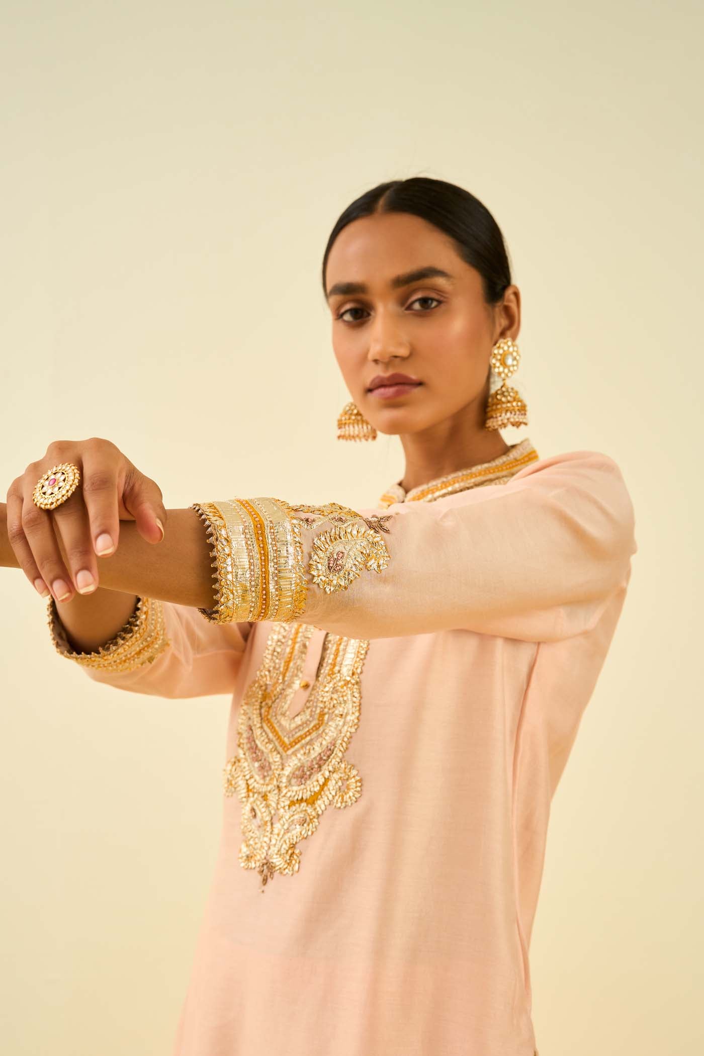 Arisah- Rosepink straight long kurta with palazzo