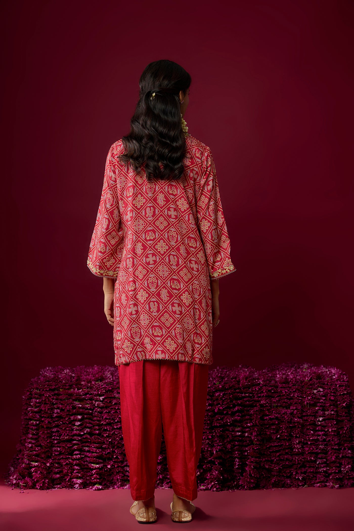 Nargis - Deep Red Short Kurta With Salwar