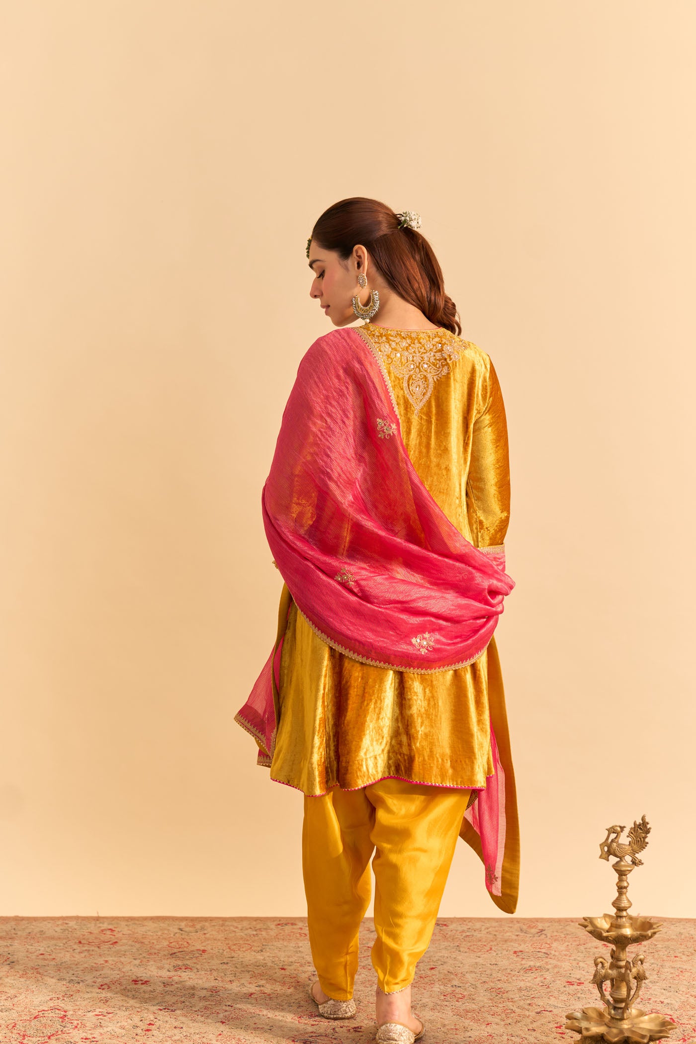 Laiba - Mustard A-line Kurta with Dhoti