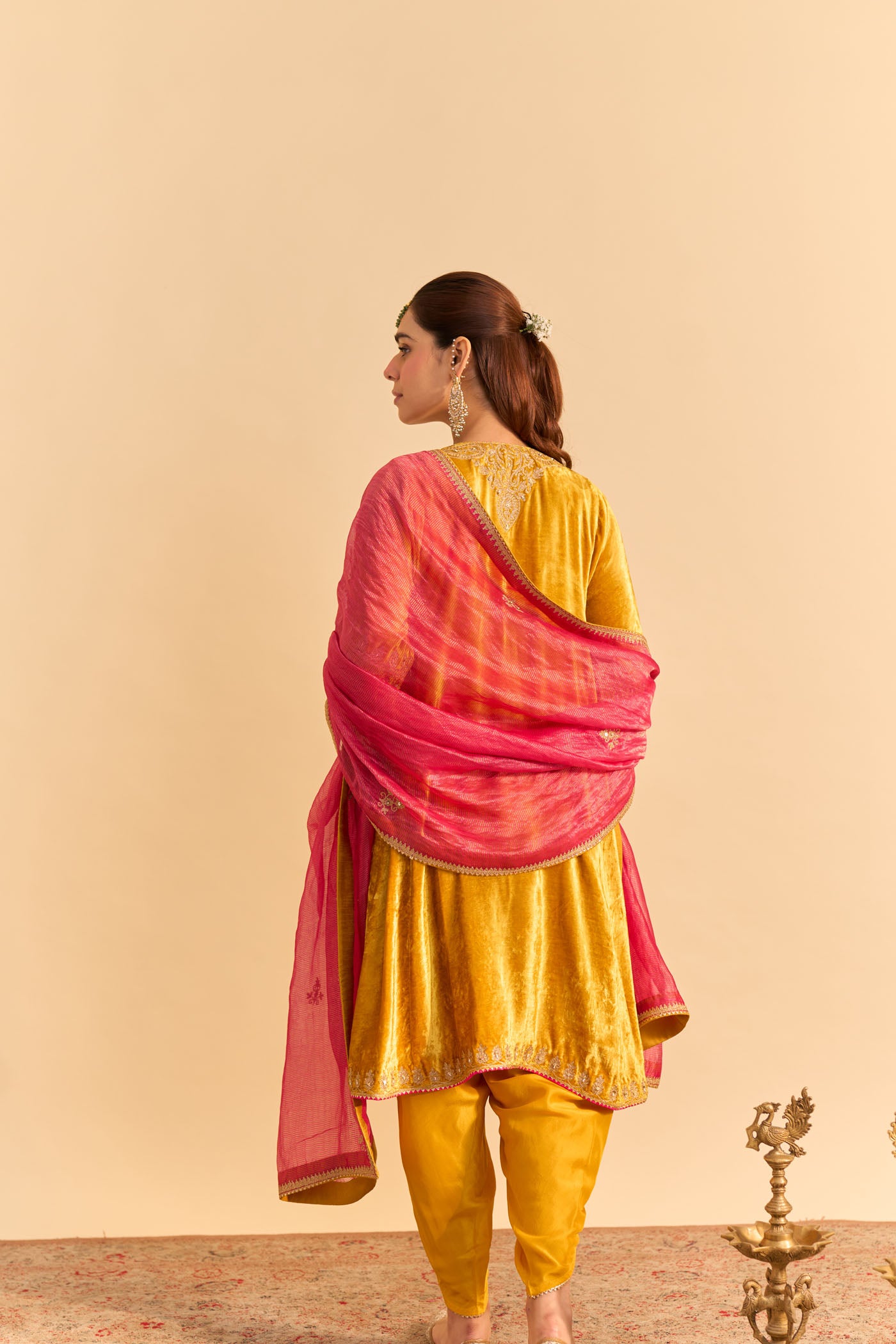 Amal - Mustard A-line Kurta with Dhoti