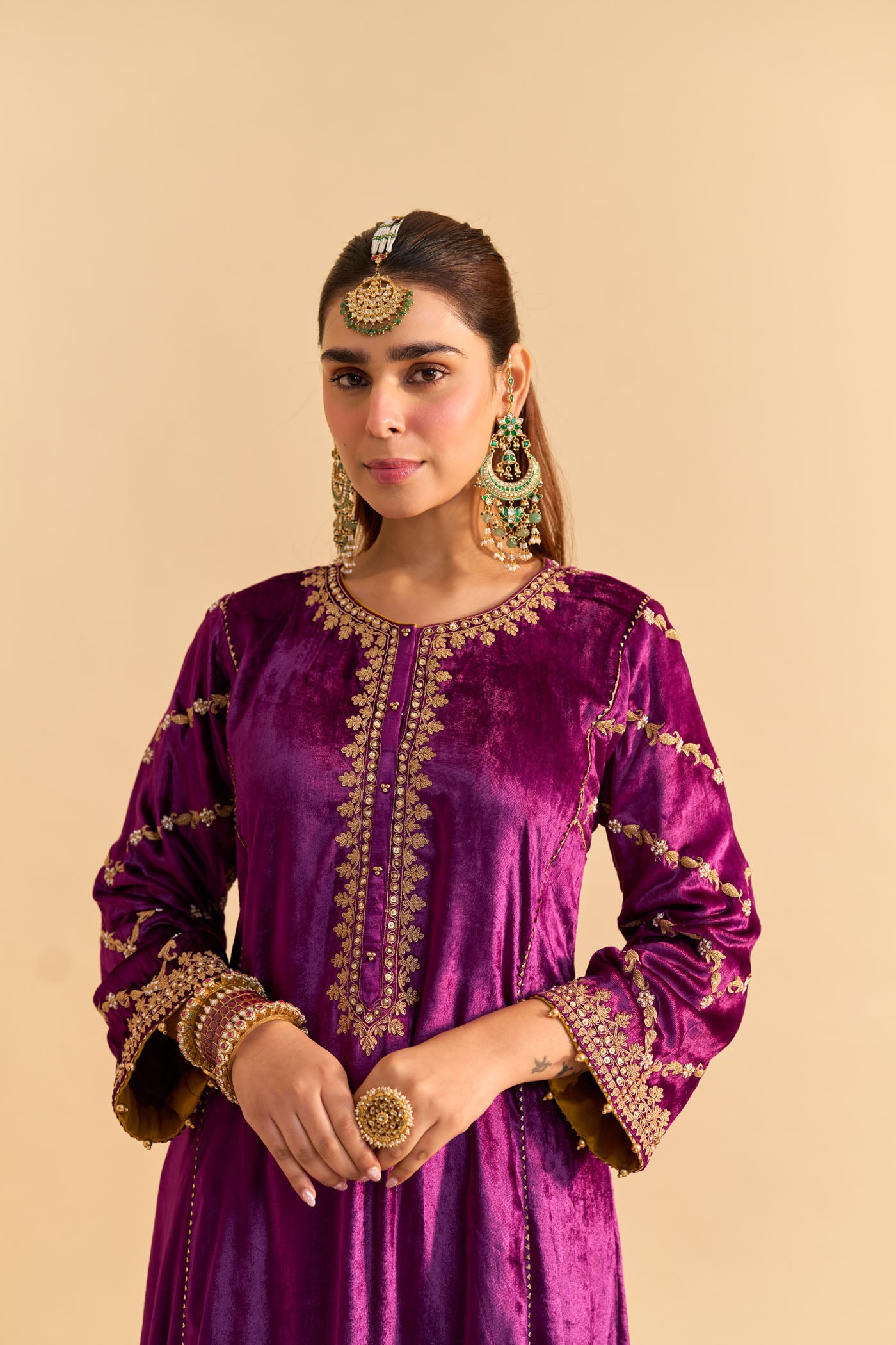 Azmiya - Deep Purple Chauga with Salwar
